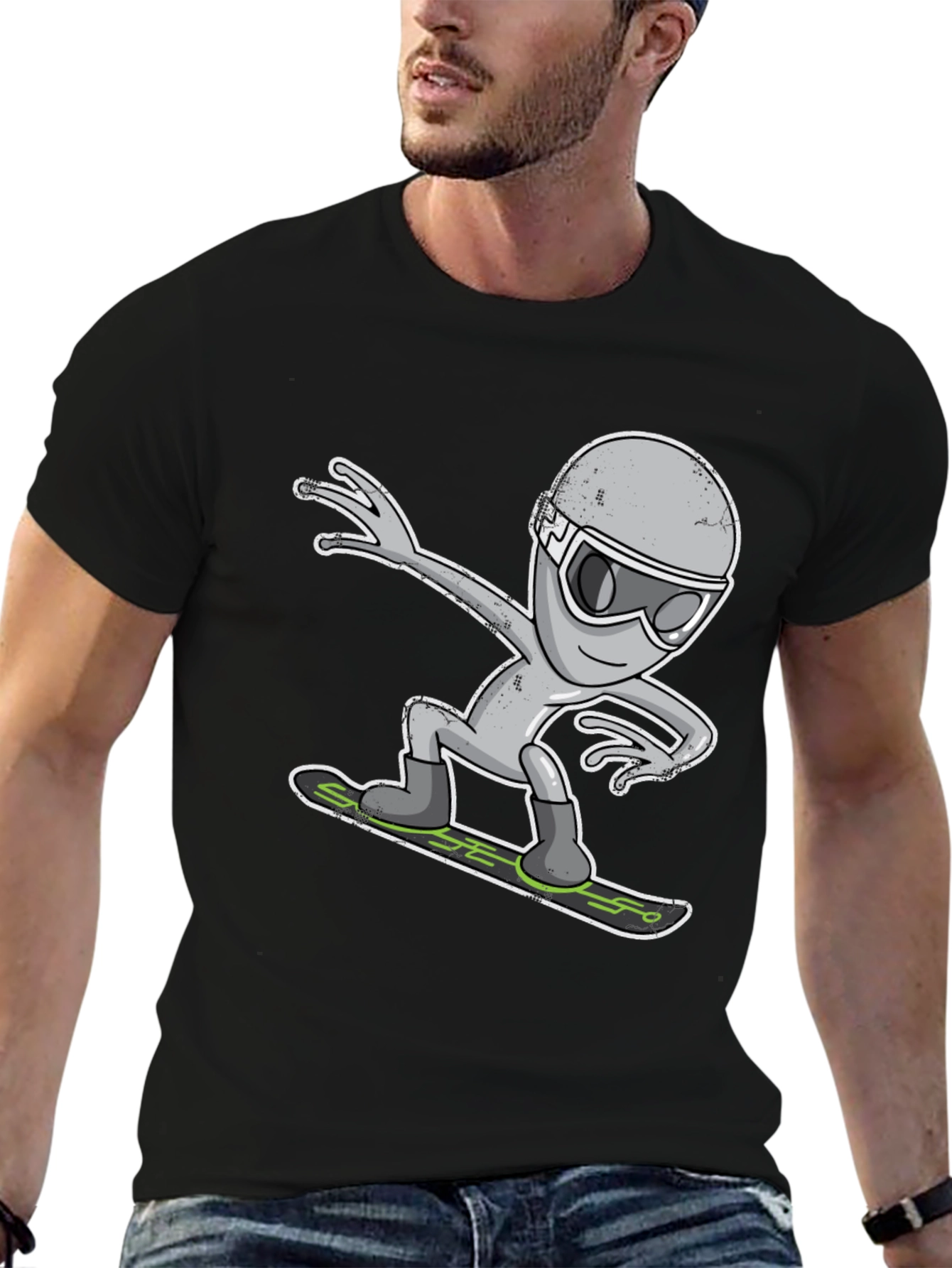 Alien Snowboarding T-Shirt - Cool Graphic Tee