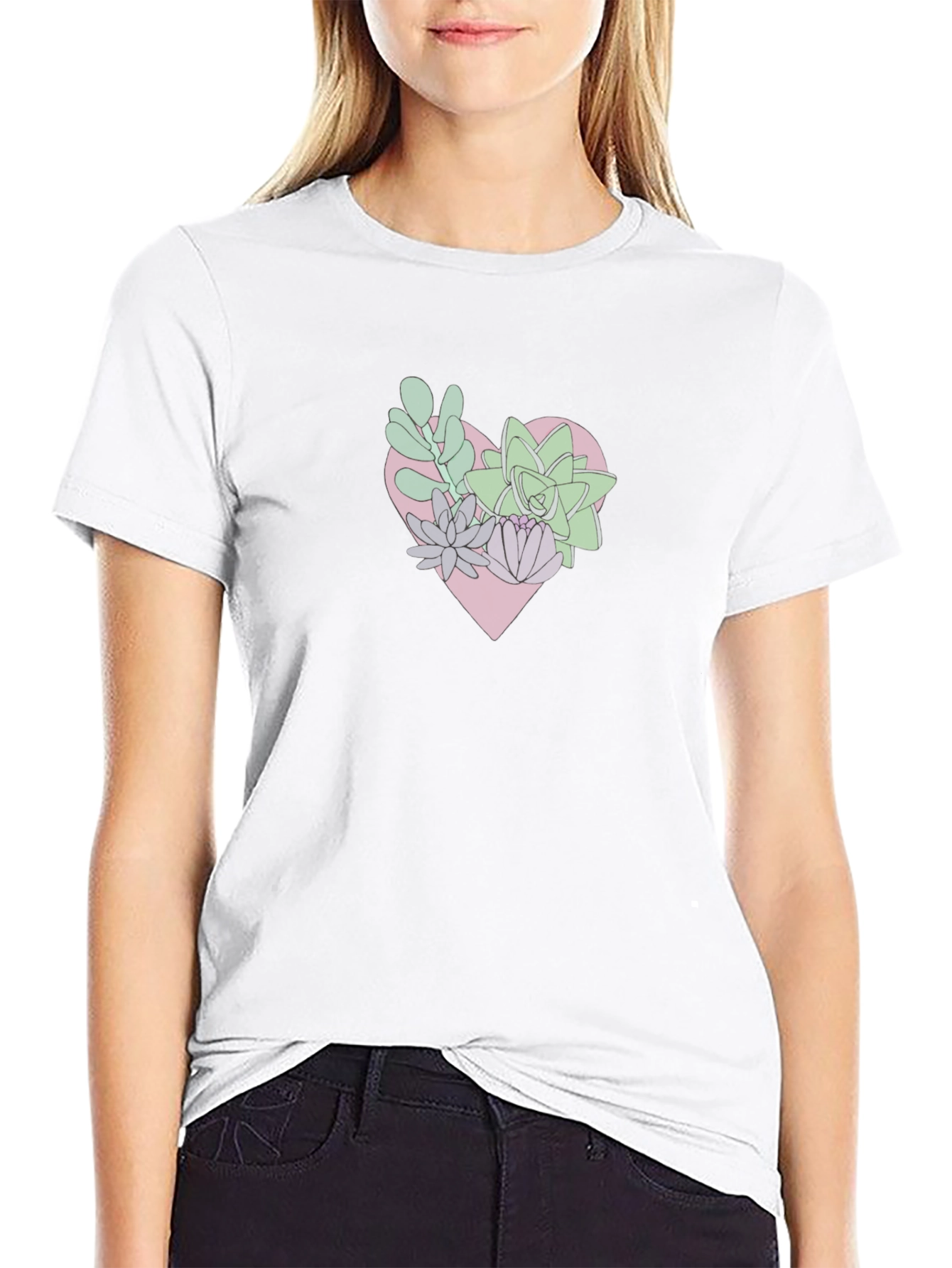 Heart of Succulents Graphic Tee - Black