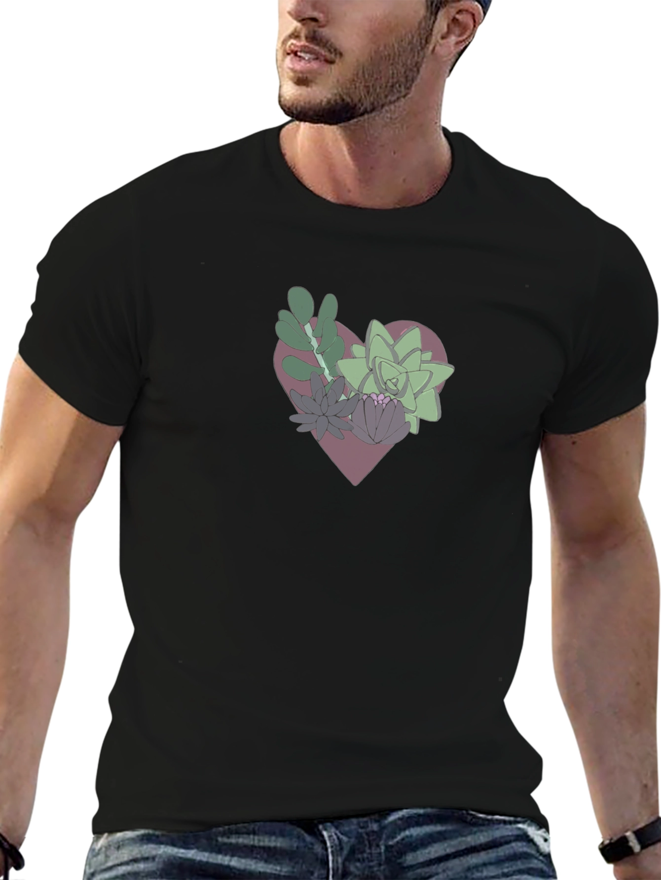 Heart of Succulents Graphic Tee - Black