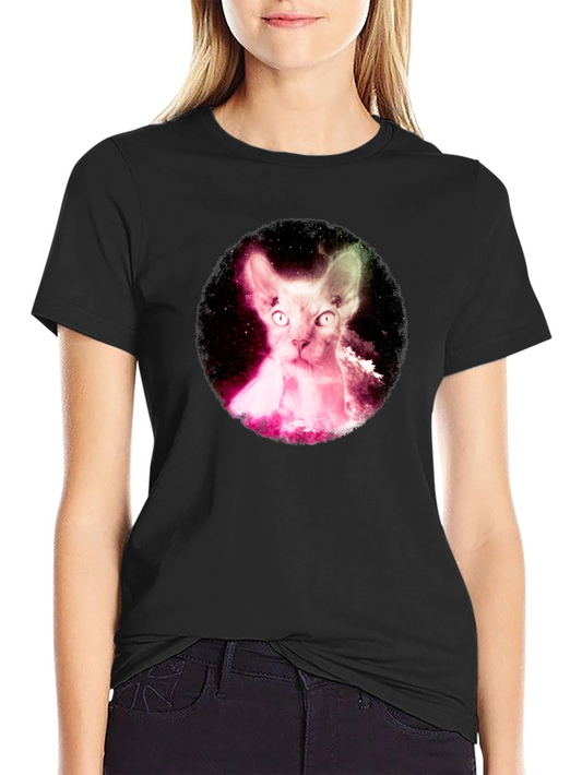 Cosmic Sphynx Cat Black T-Shirt