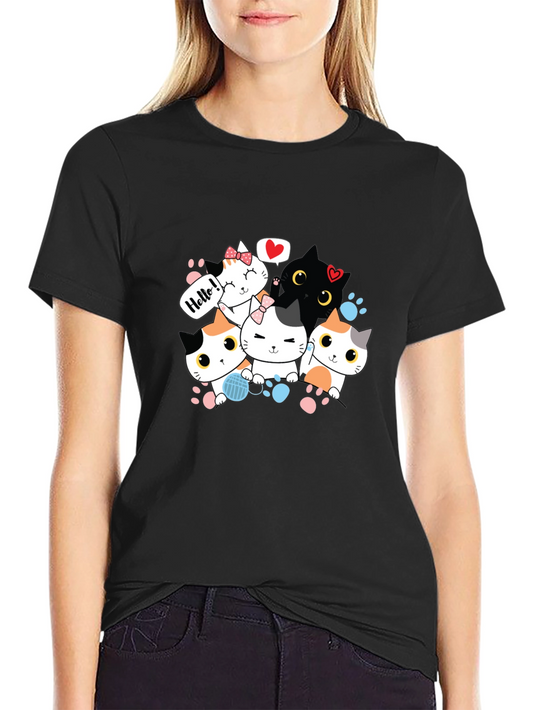 Cute Cats T-Shirt - Graphic Tee for Cat Lovers