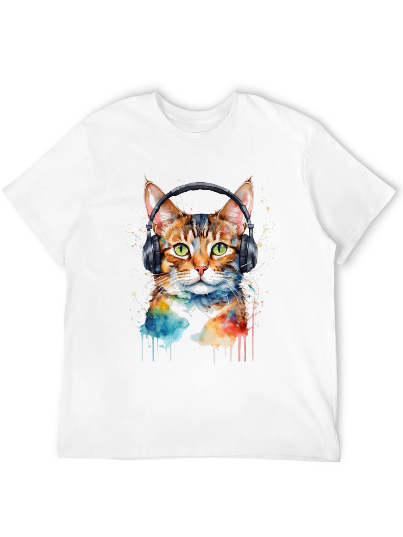 Cool Cat Headphones Graphic Tee - Trendy Style