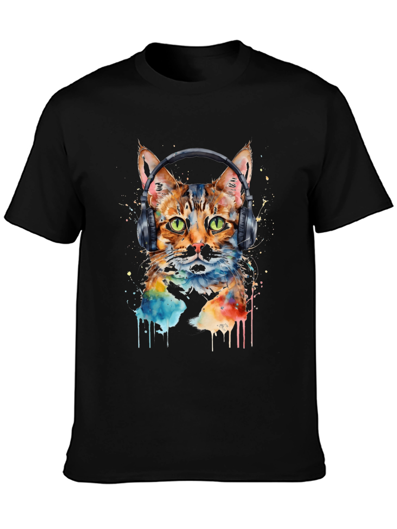 Cool Cat Headphones Graphic Tee - Trendy Style