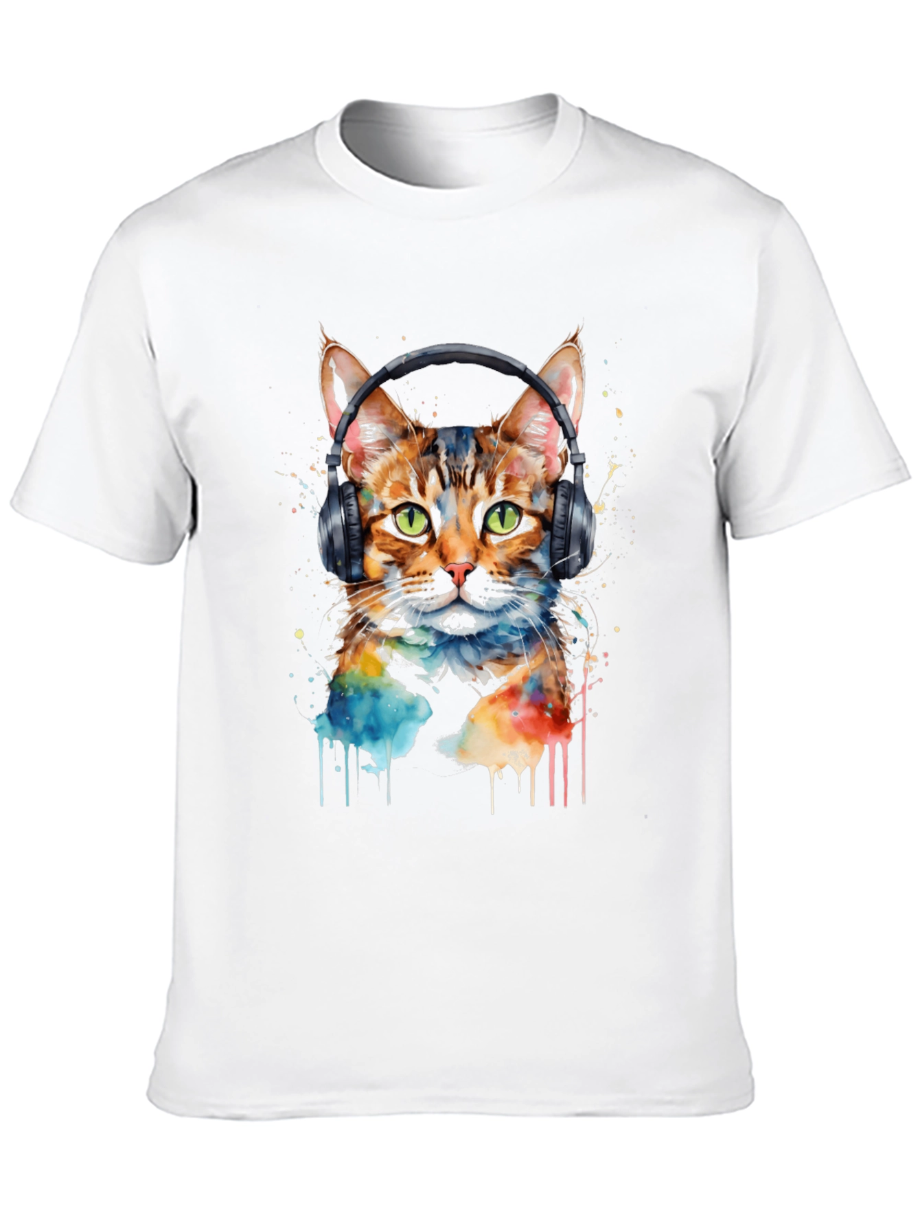 Cool Cat Headphones Graphic Tee - Trendy Style