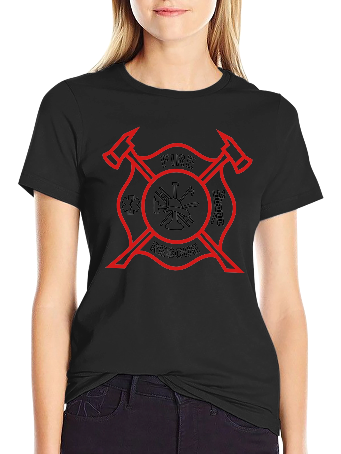 Fire Rescue Maltese Cross Graphic T-Shirt