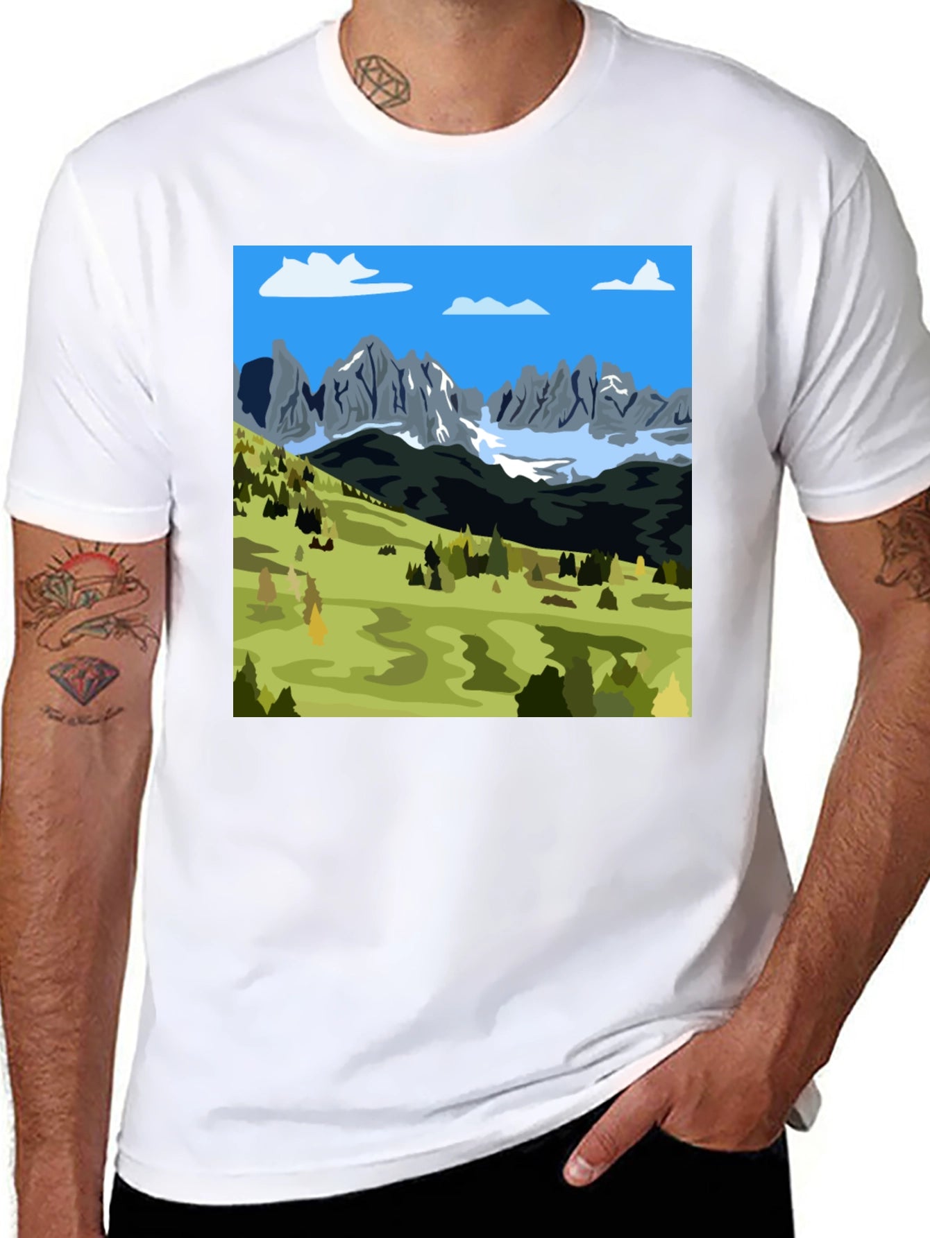 Mountains Landscape Graphic Tee - Black