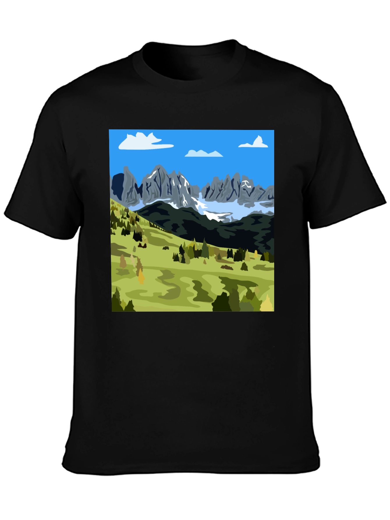 Mountains Landscape Graphic Tee - Black