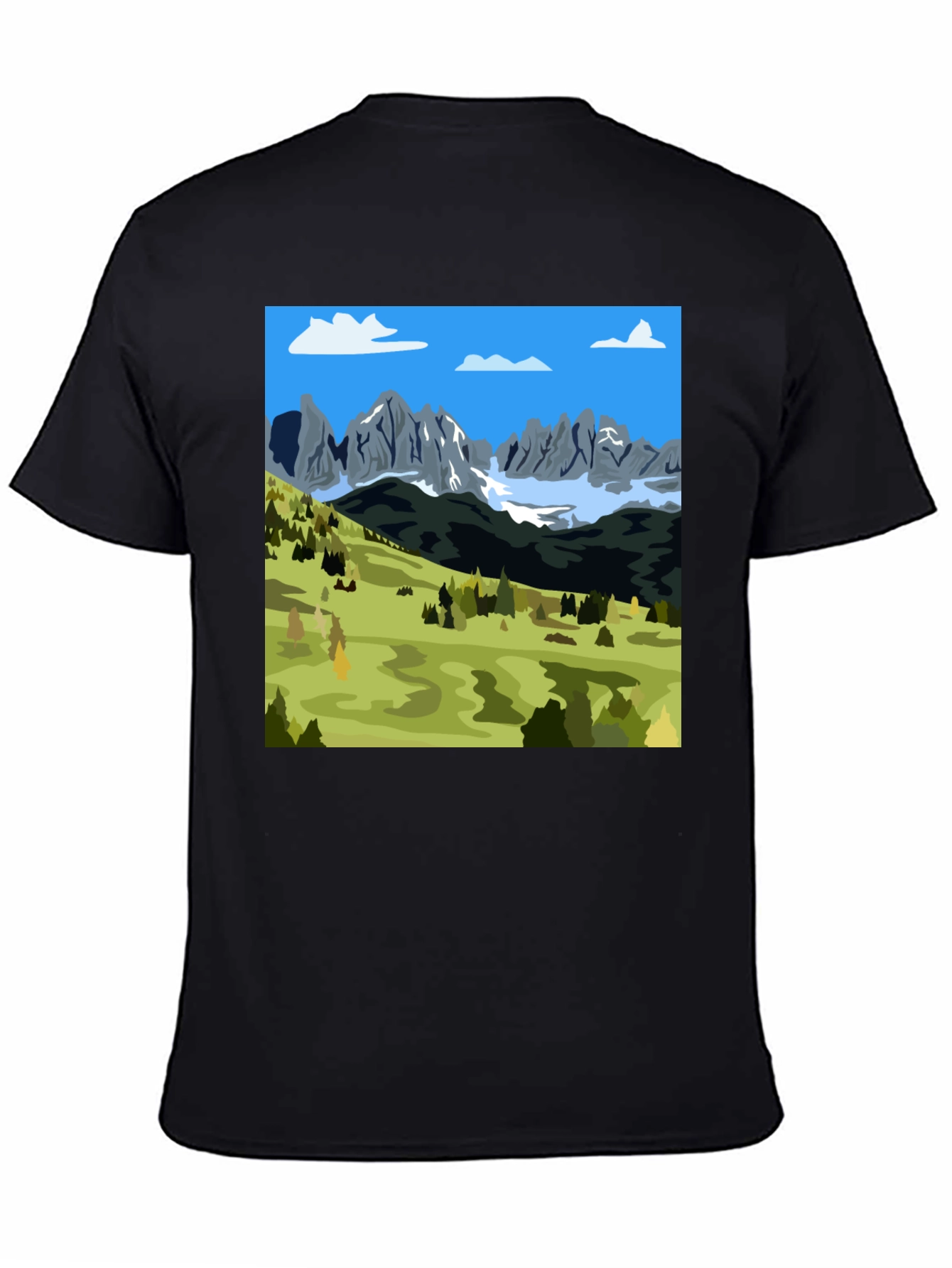 Mountains Landscape Graphic Tee - Black