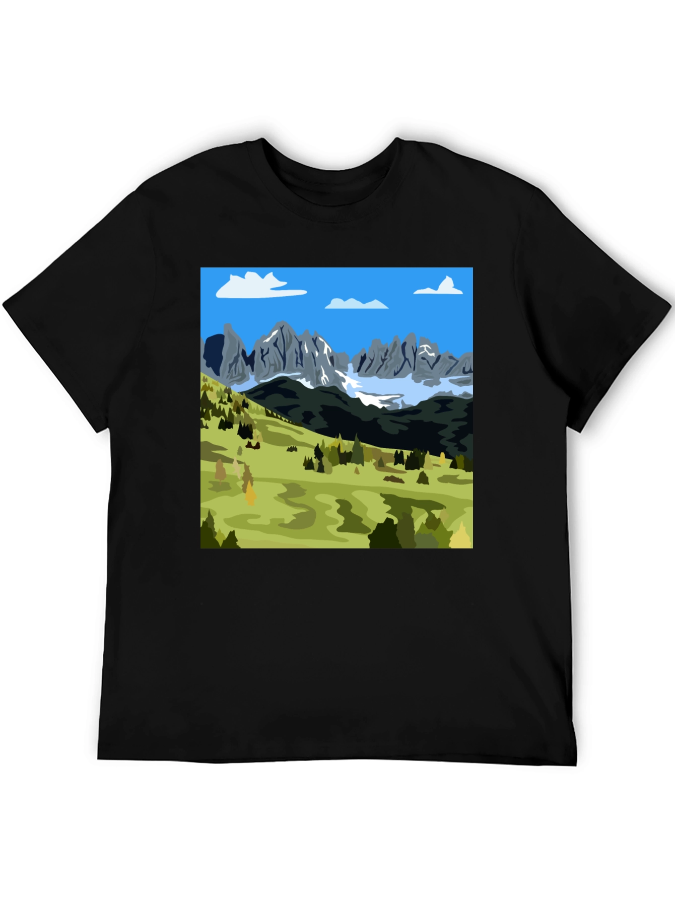 Mountains Landscape Graphic Tee - Black