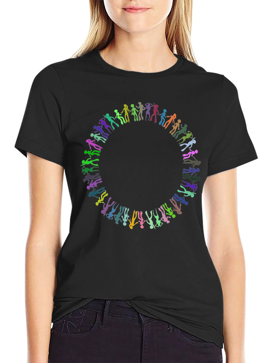 Colorful Circle of People Black T-Shirt