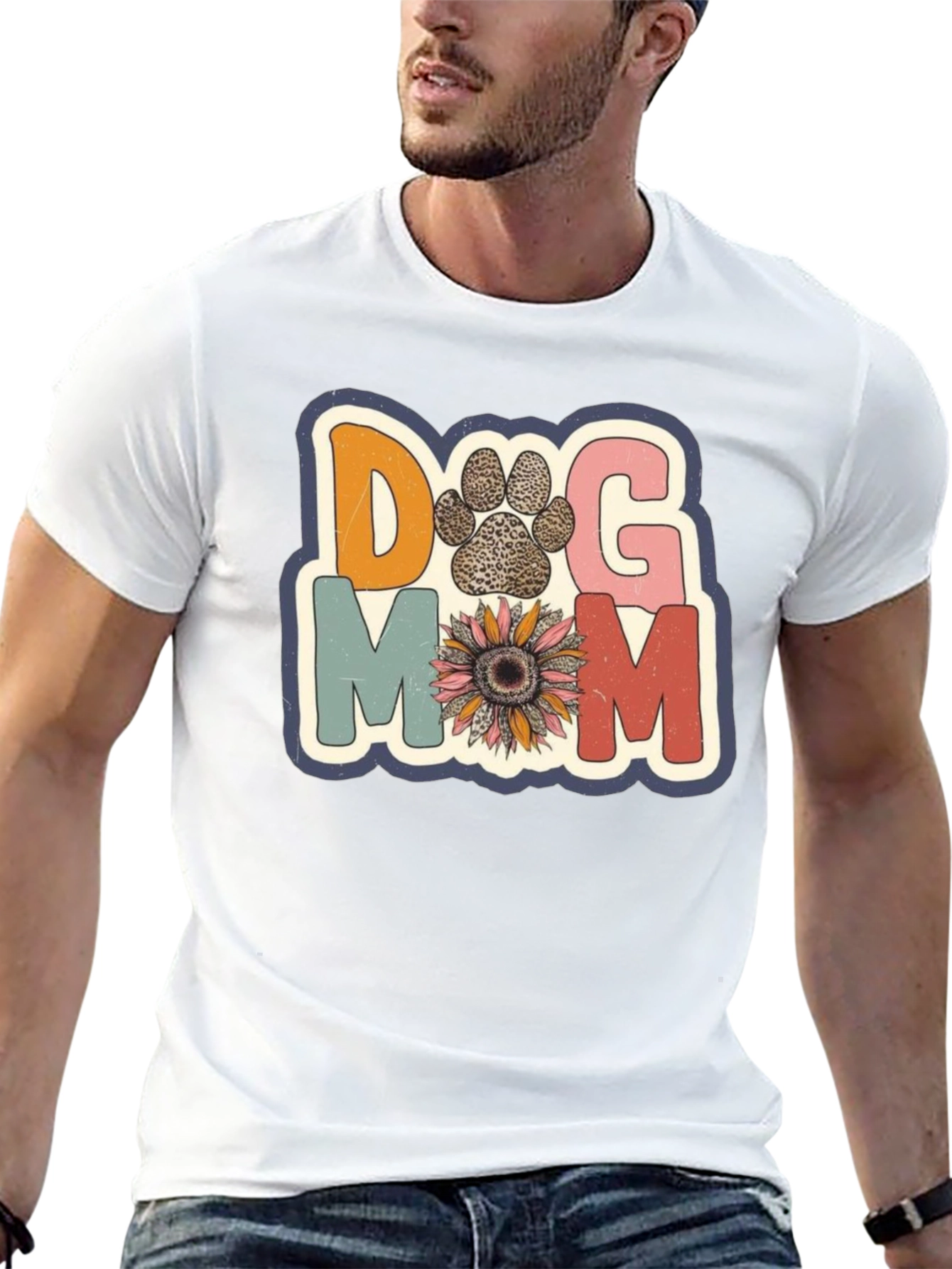 Dog Mom Tee - Floral Paw Print Design