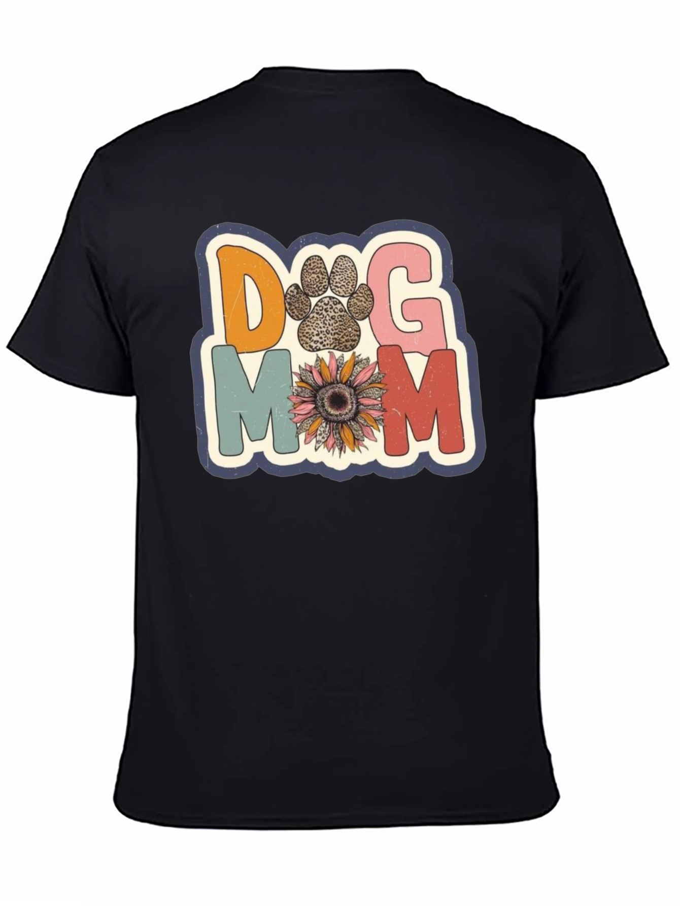 Dog Mom Tee - Floral Paw Print Design