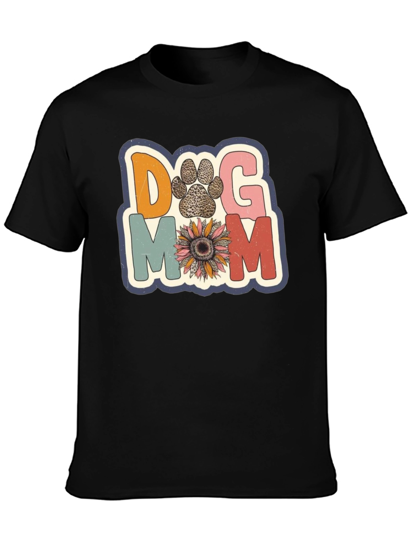 Dog Mom Tee - Floral Paw Print Design