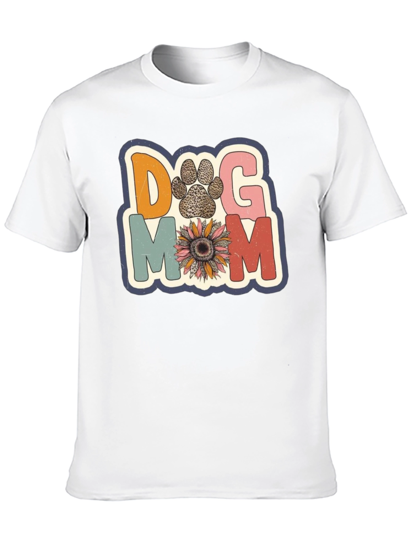 Dog Mom Tee - Floral Paw Print Design