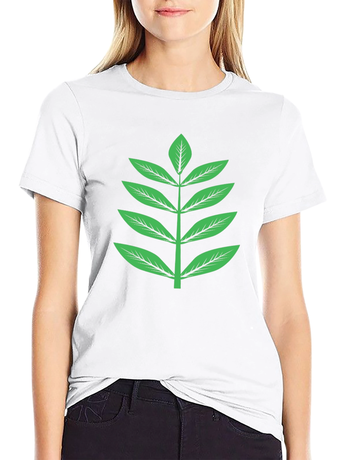 Nature Inspired Graphic Tee - Green Leaf Design