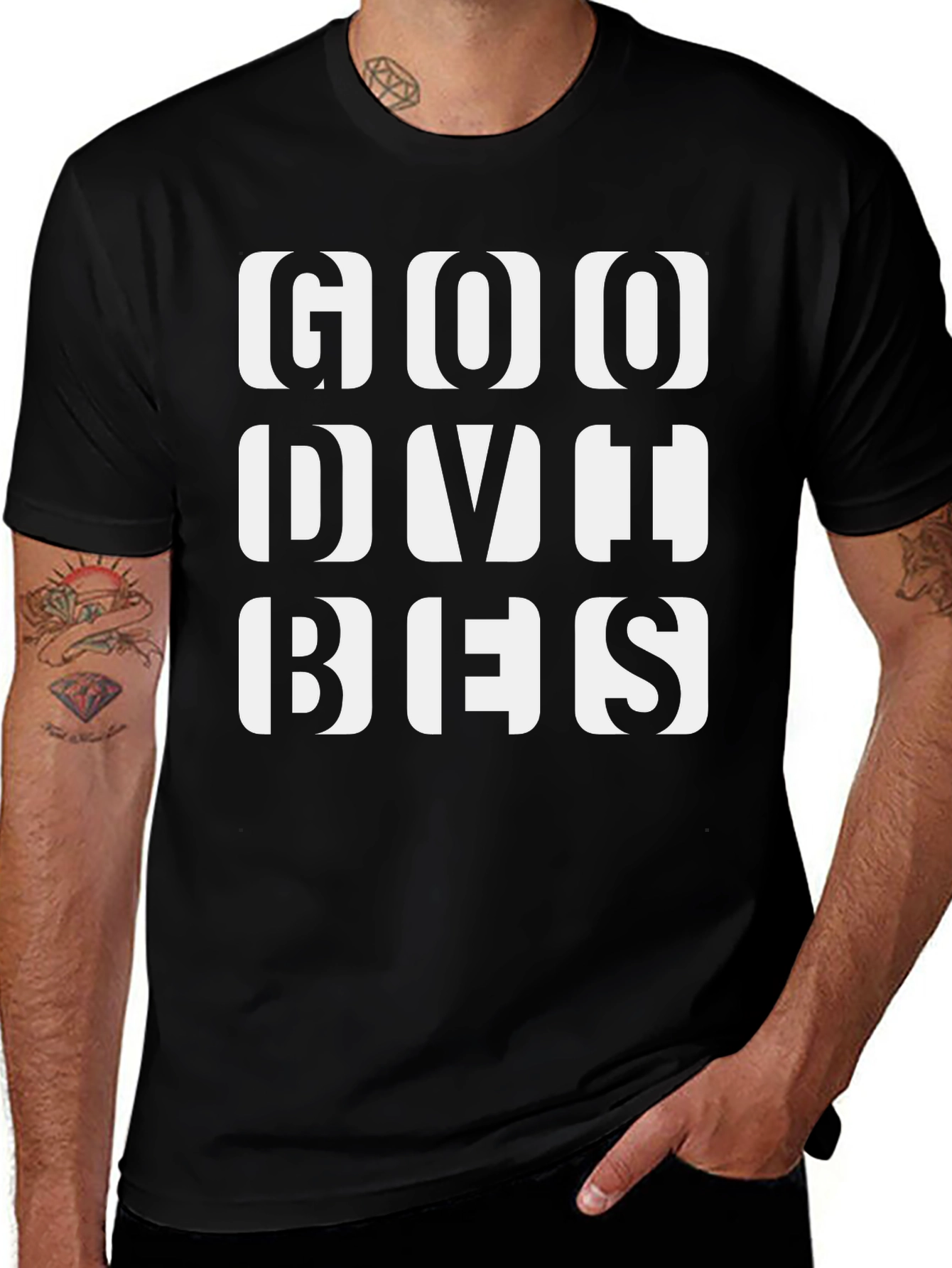 Good Vibes Black Graphic T-Shirt
