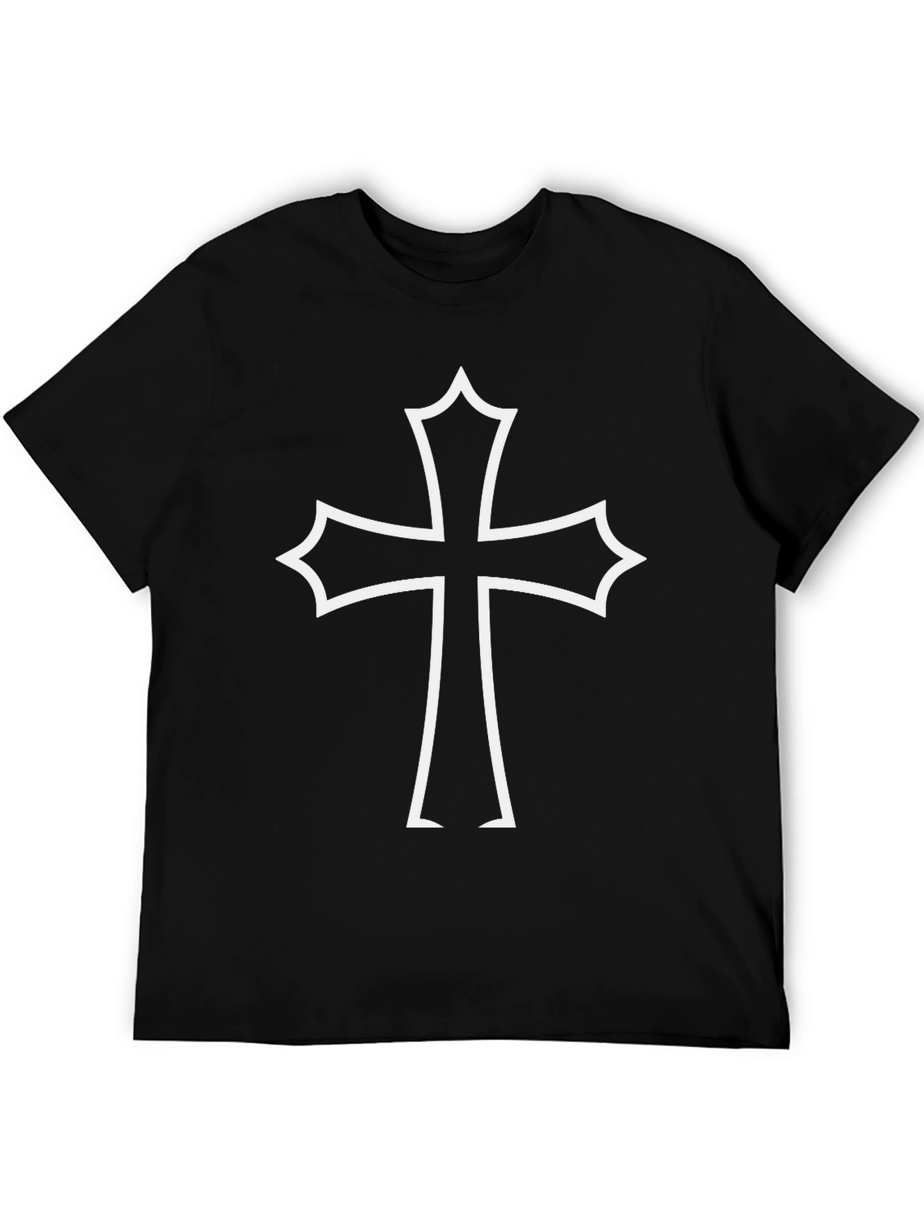 Edgy Cross Graphic Tee - Black Cotton T-Shirt