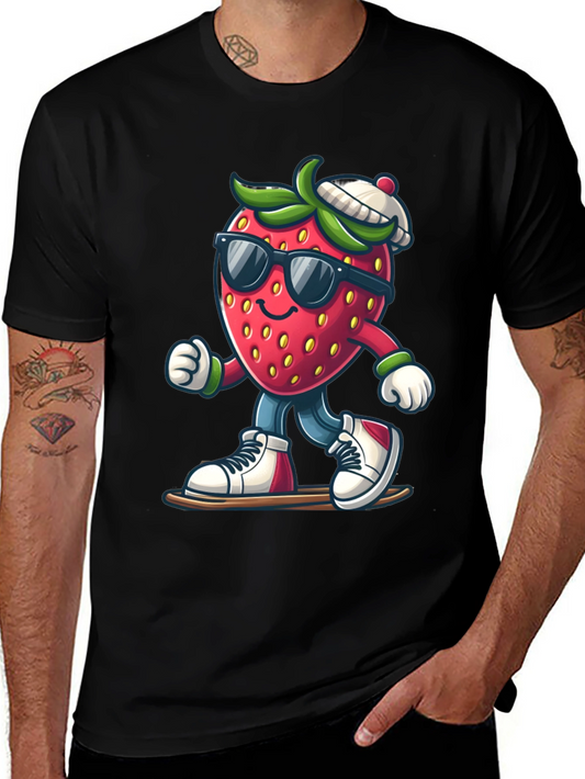 Cool Strawberry Graphic Tee - Black