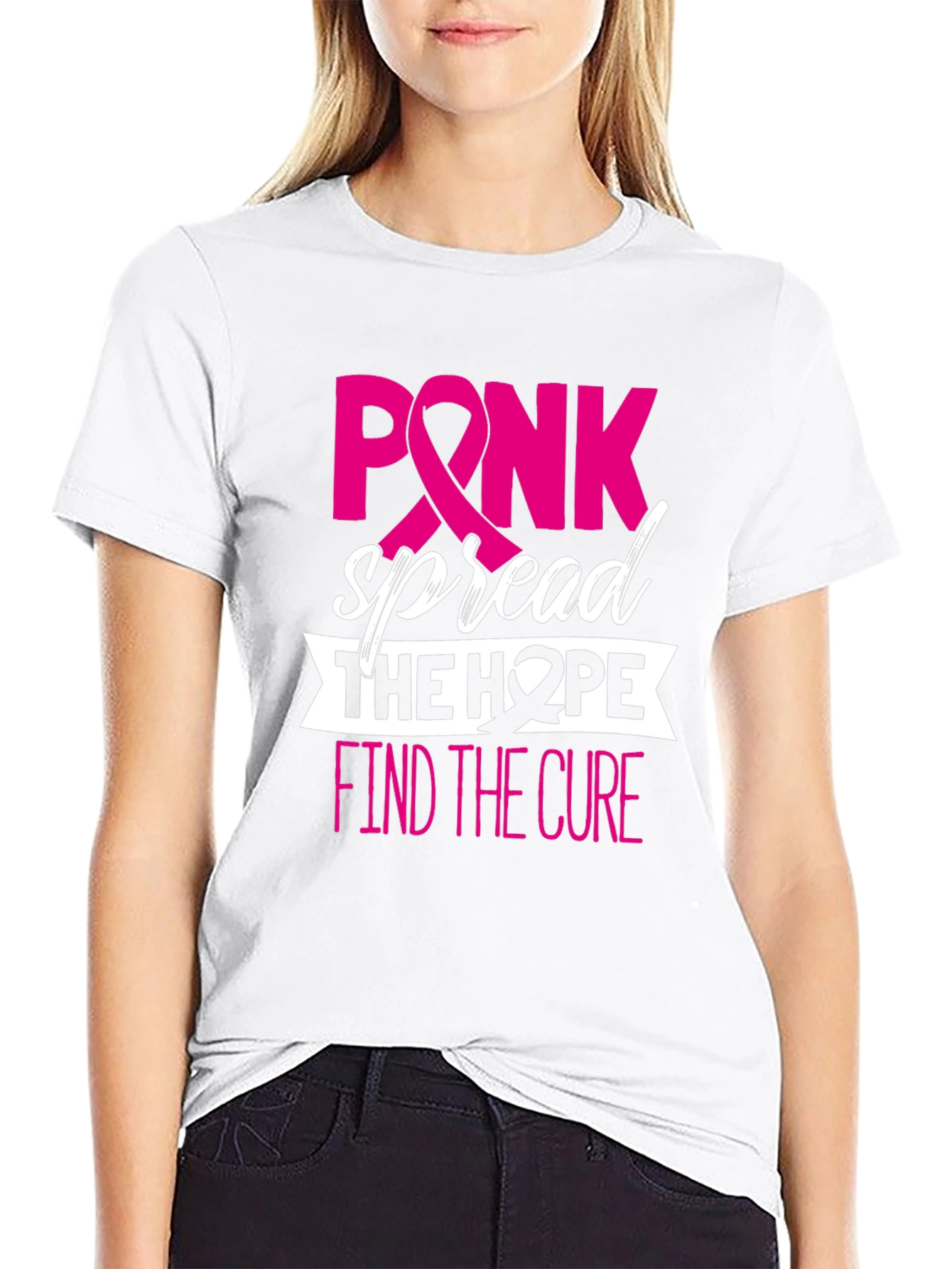 Pink Spread Hope Find Cure Breast Cancer Awareness T-Shirt