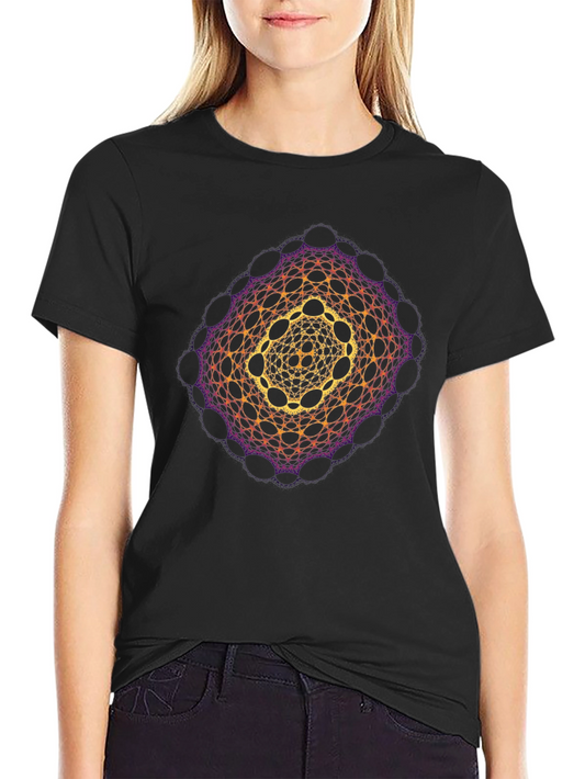 Geometric Mandala Print Black T-Shirt