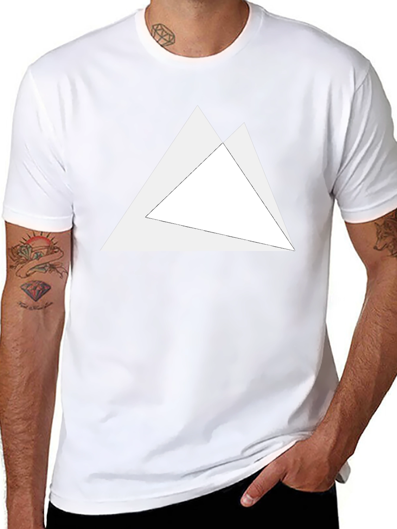 Mens Black T-Shirt with Geometric Triangle Design