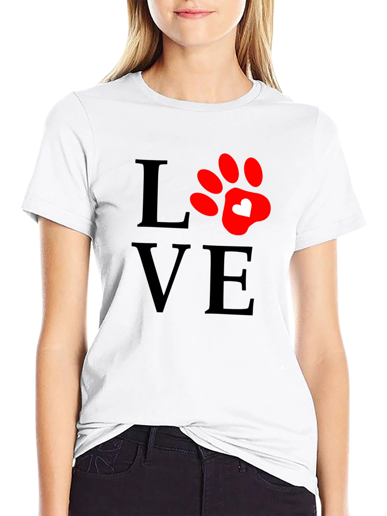 Love Paw Print T-Shirt - Casual Comfort Tee