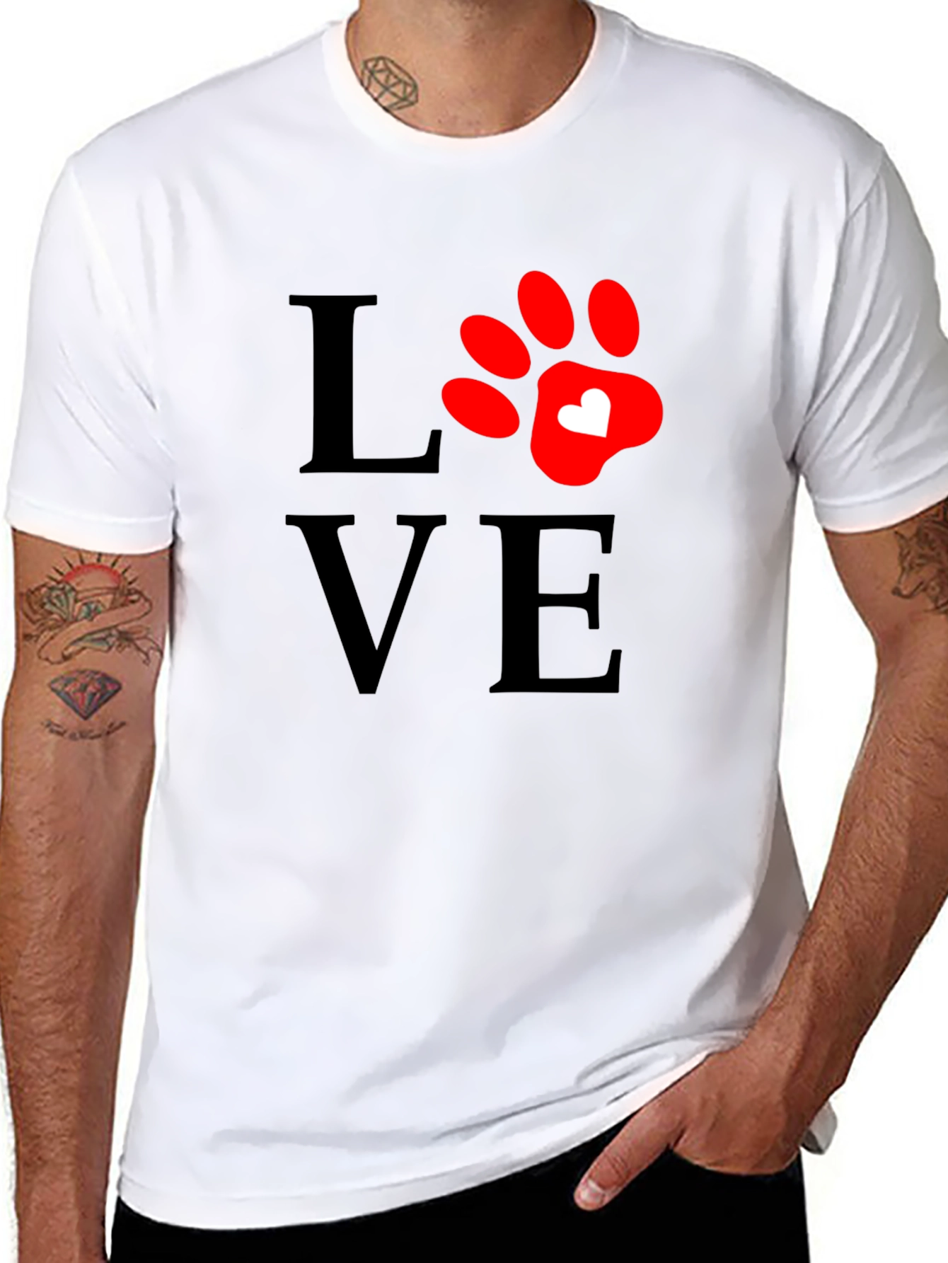 Love Paw Print T-Shirt - Casual Comfort Tee