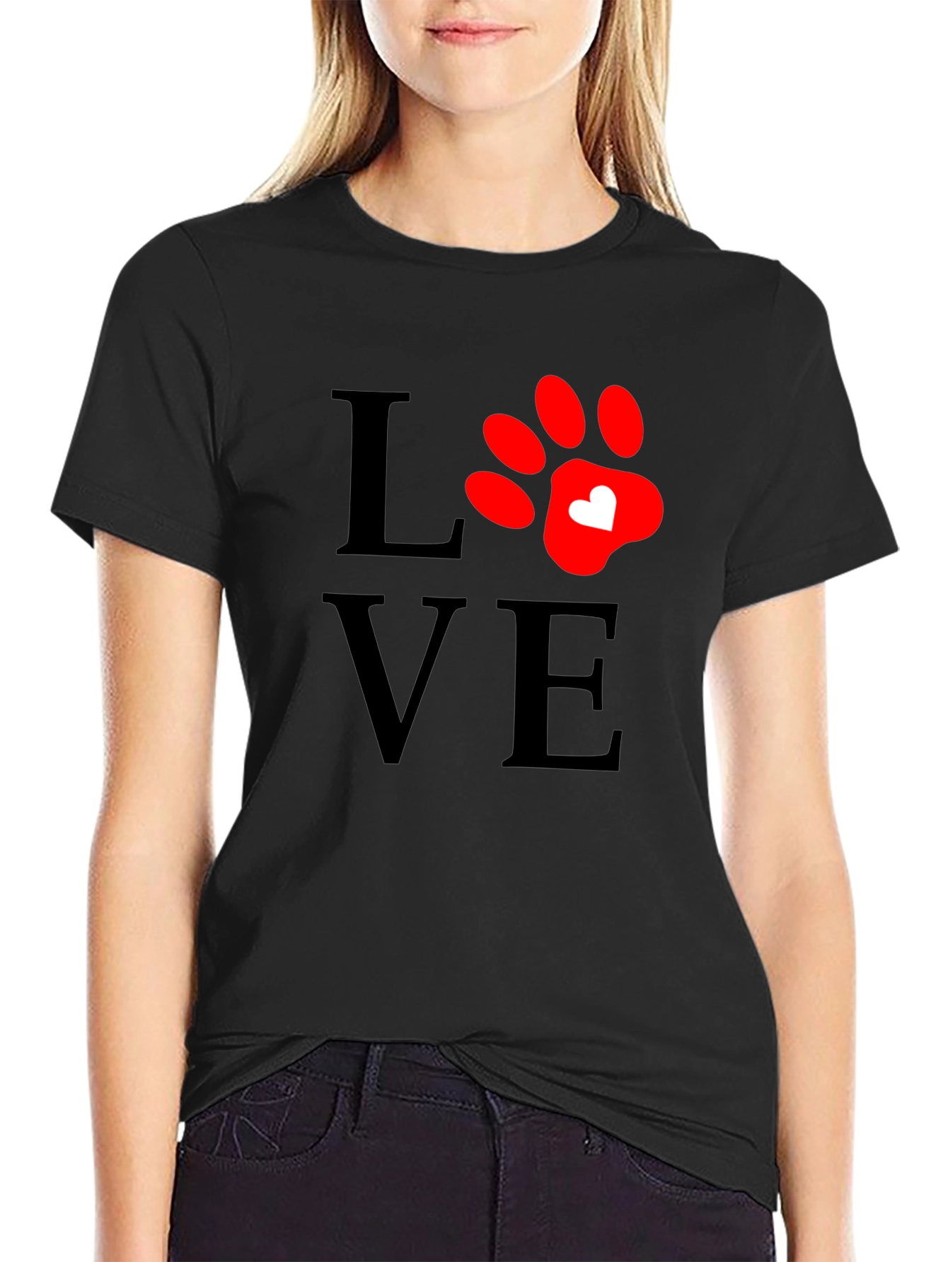Love Paw Print T-Shirt - Casual Comfort Tee
