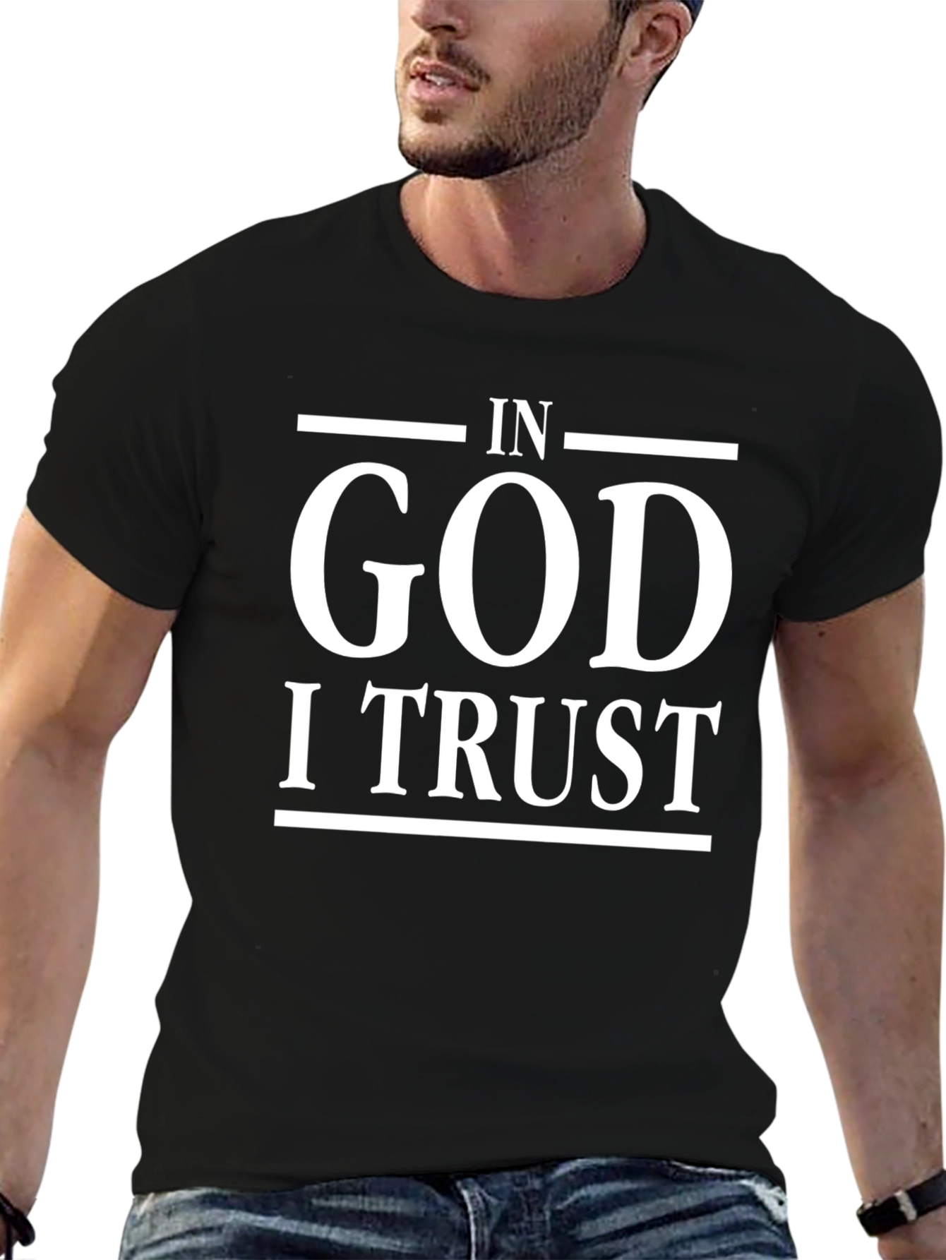 In God I Trust Graphic Print Black T-Shirt