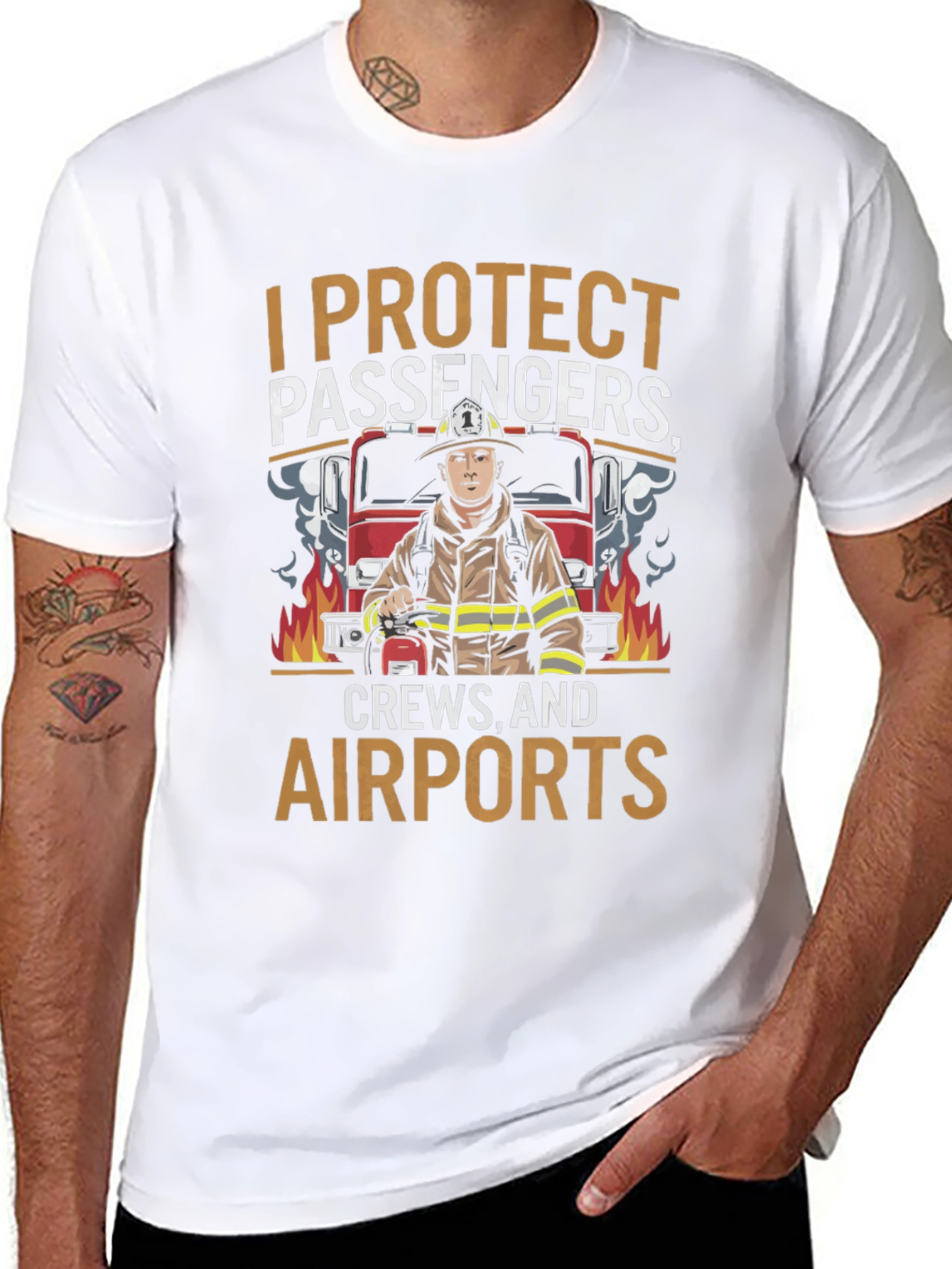 Firefighter Airport Crew Protection Graphic T-Shirt