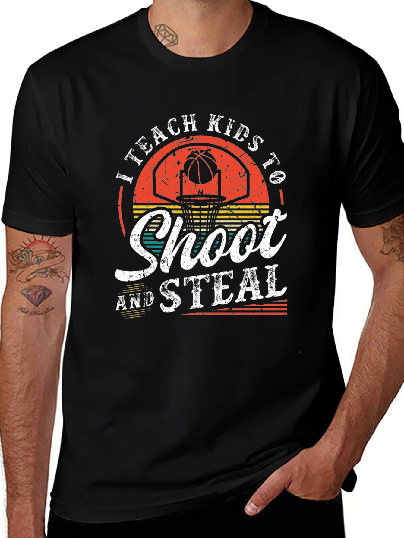 I Teach Kids To Shoot & Steal Basketball T-Shirt
