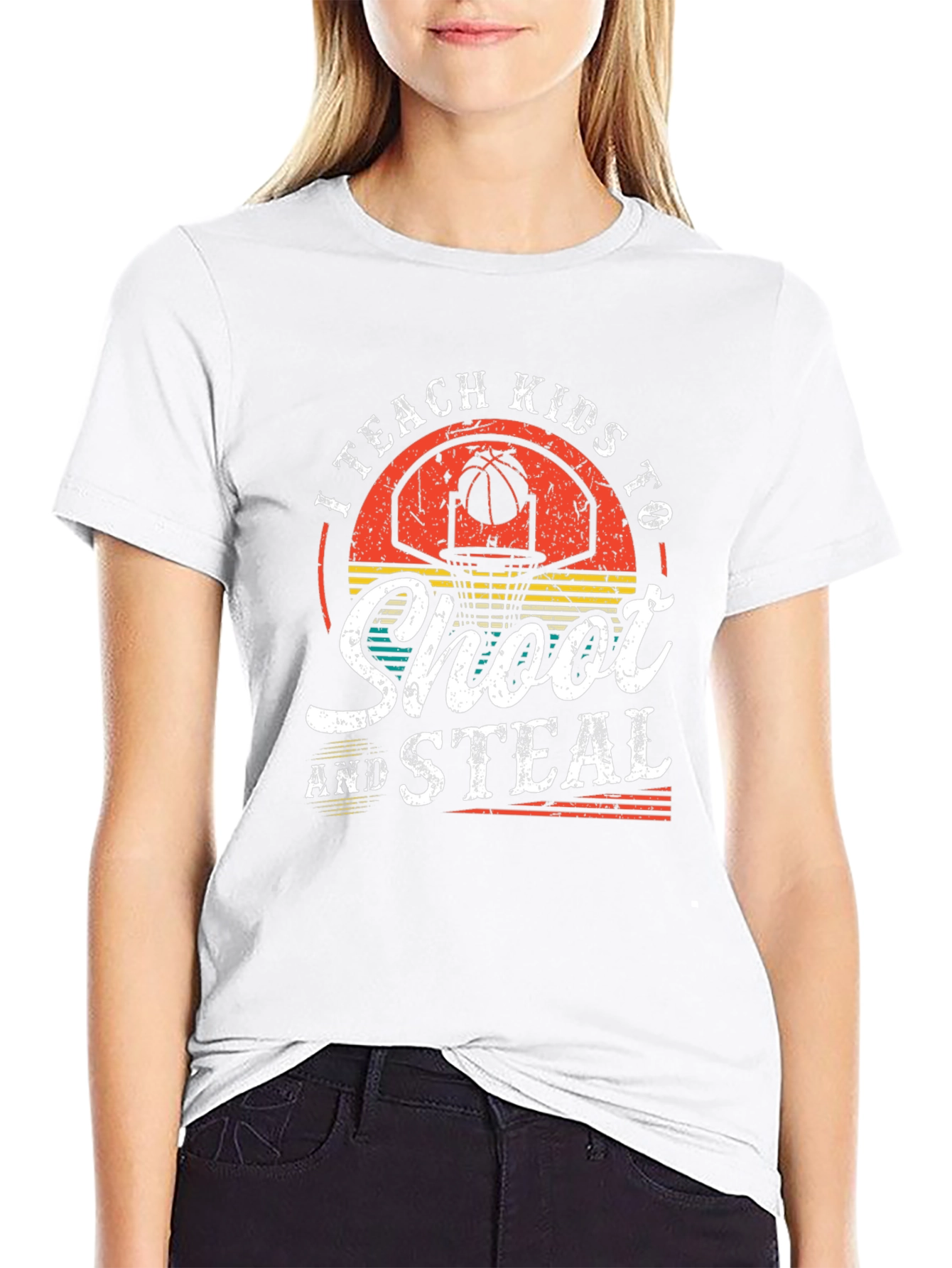 I Teach Kids To Shoot & Steal Basketball T-Shirt
