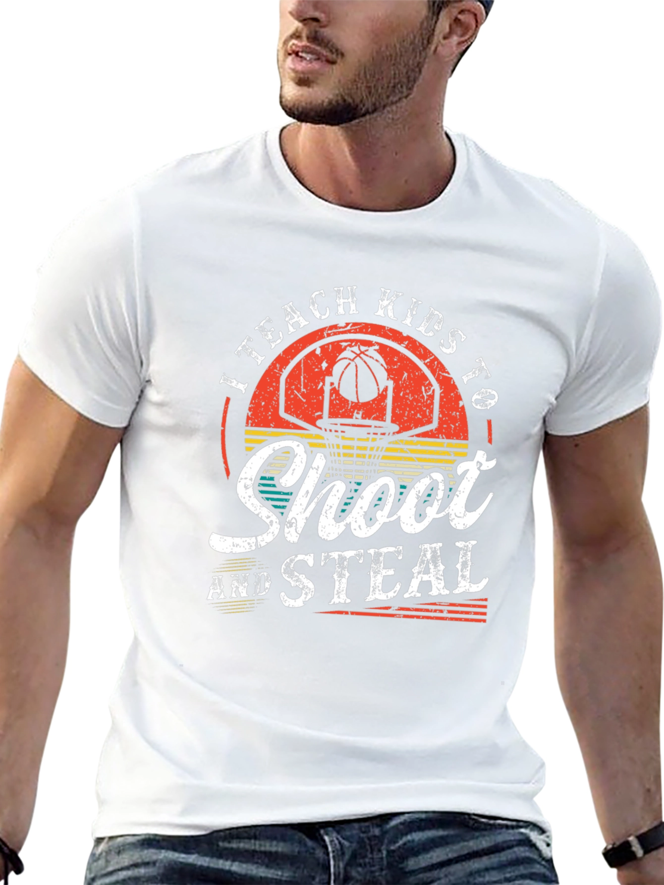 I Teach Kids To Shoot & Steal Basketball T-Shirt