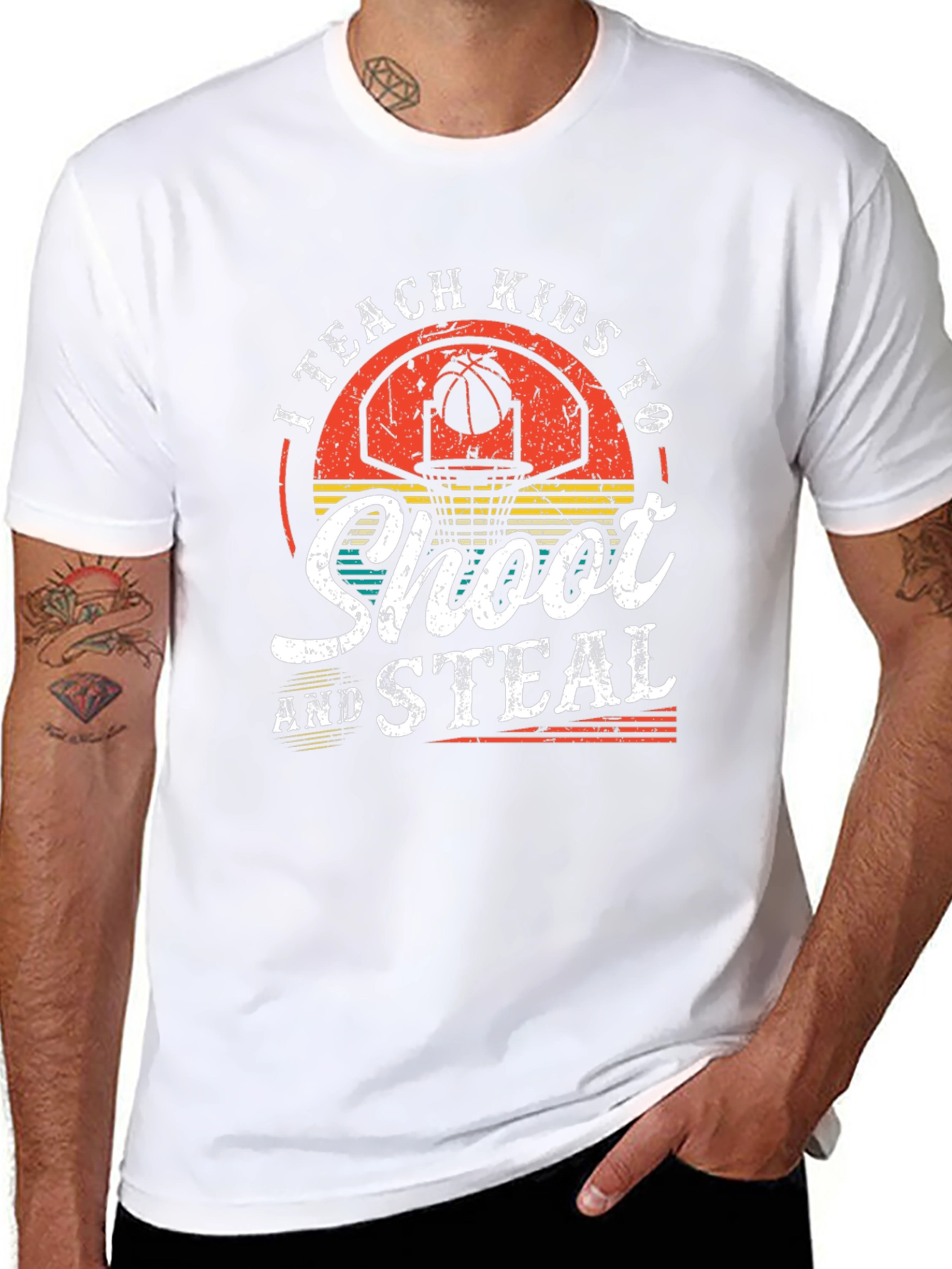 I Teach Kids To Shoot & Steal Basketball T-Shirt