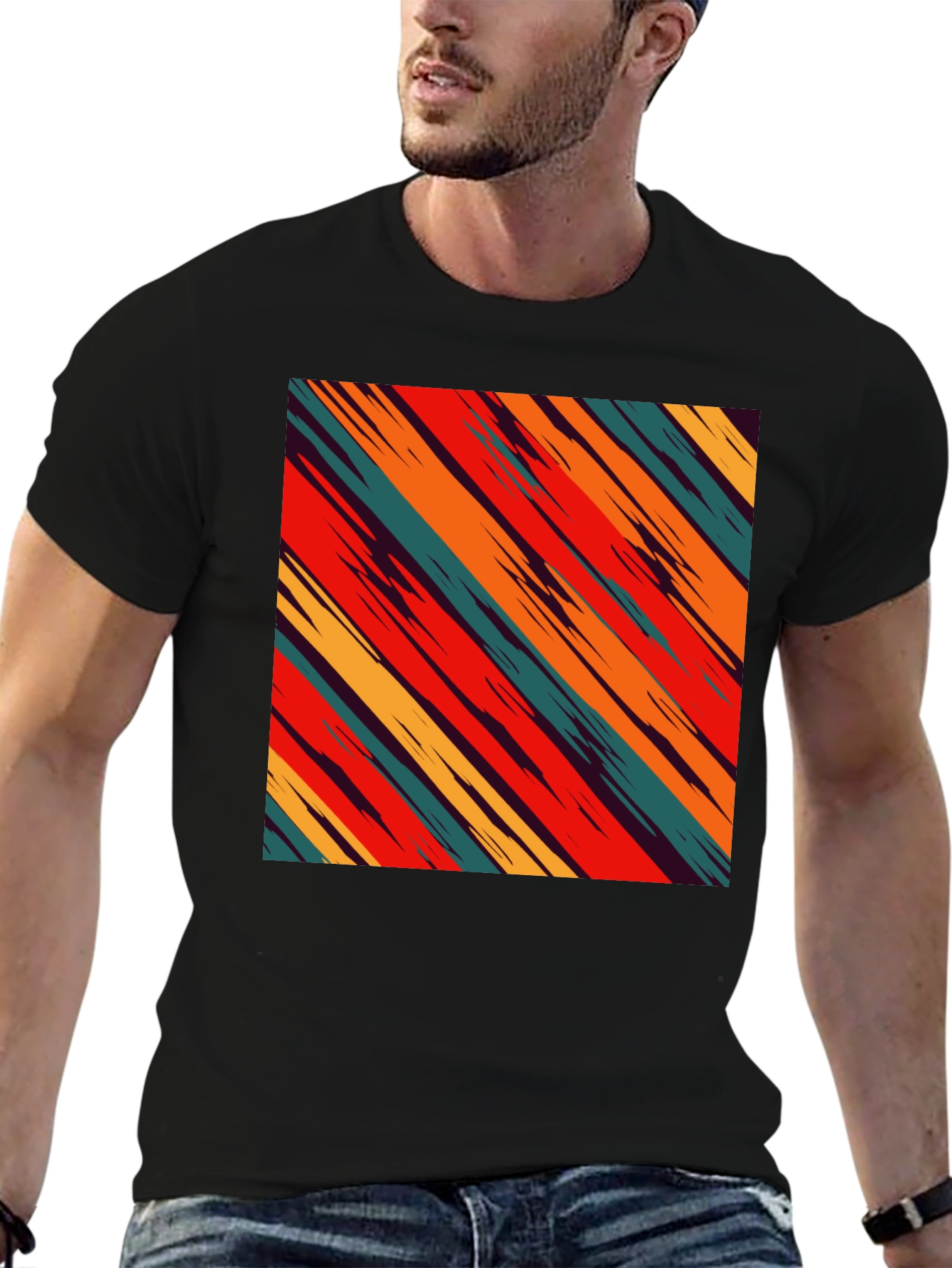 Retro Stripe Graphic Tee - Casual Comfort