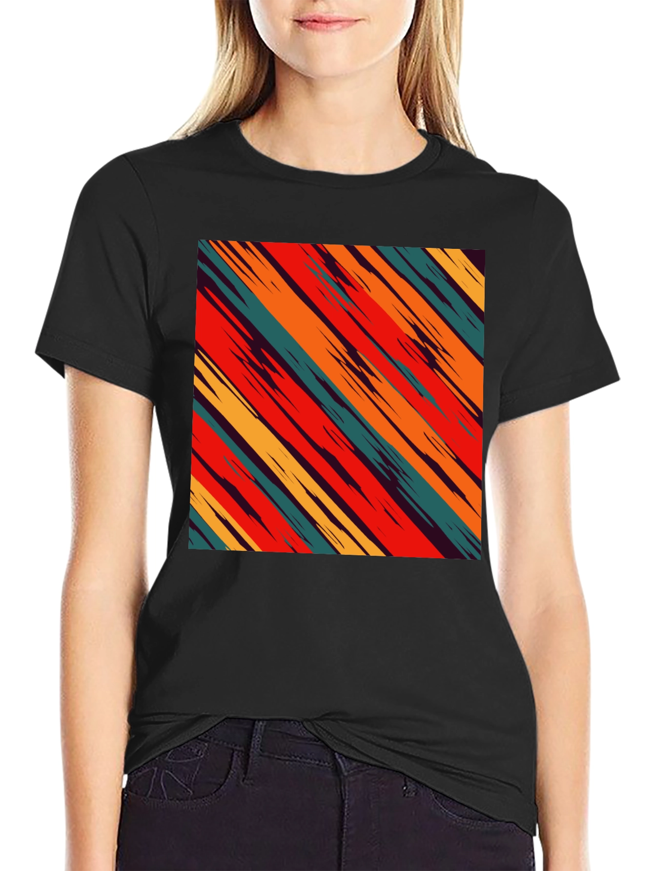 Retro Stripe Graphic Tee - Casual Comfort