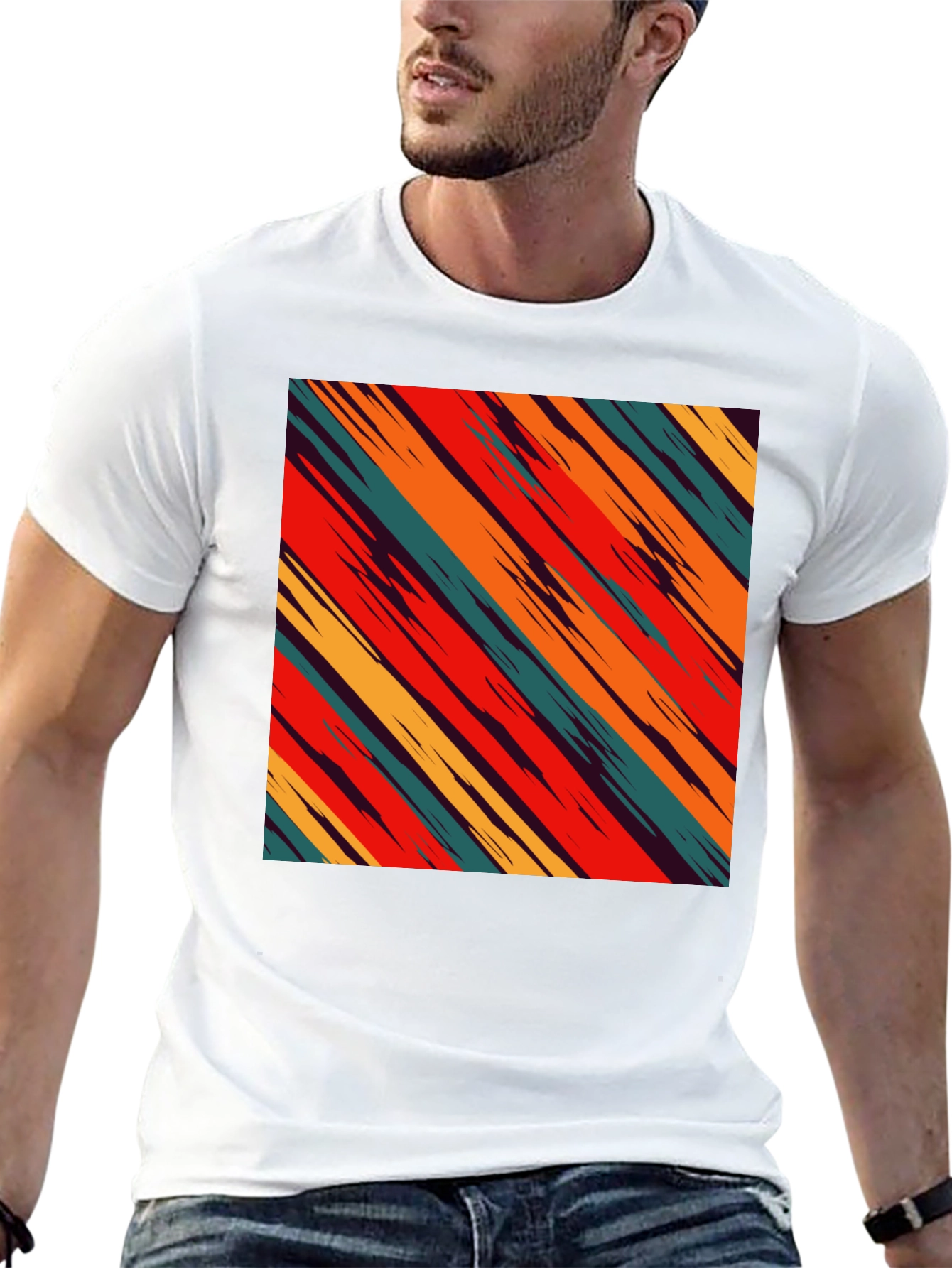 Retro Stripe Graphic Tee - Casual Comfort