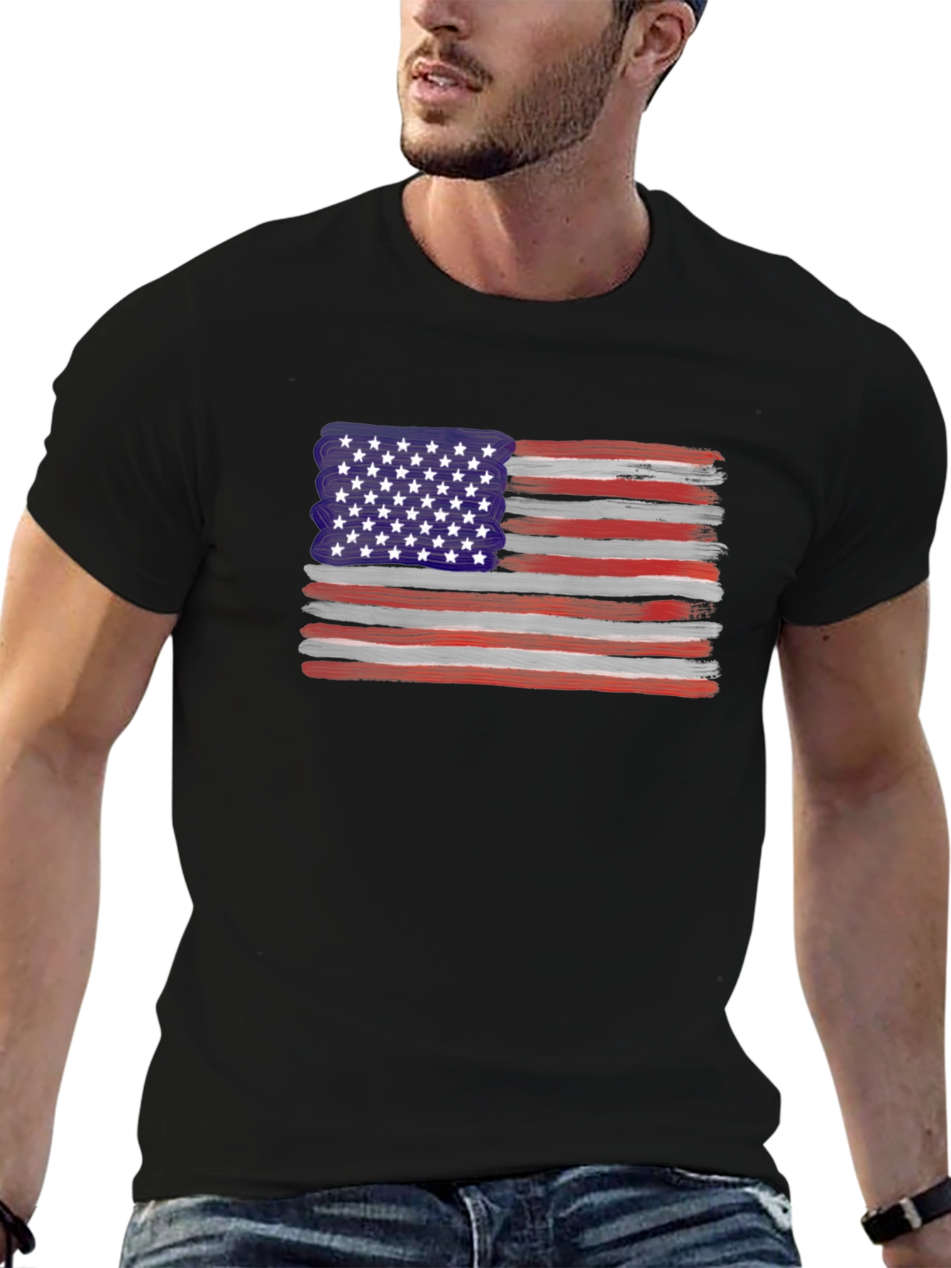 American Flag Brush Stroke Tee