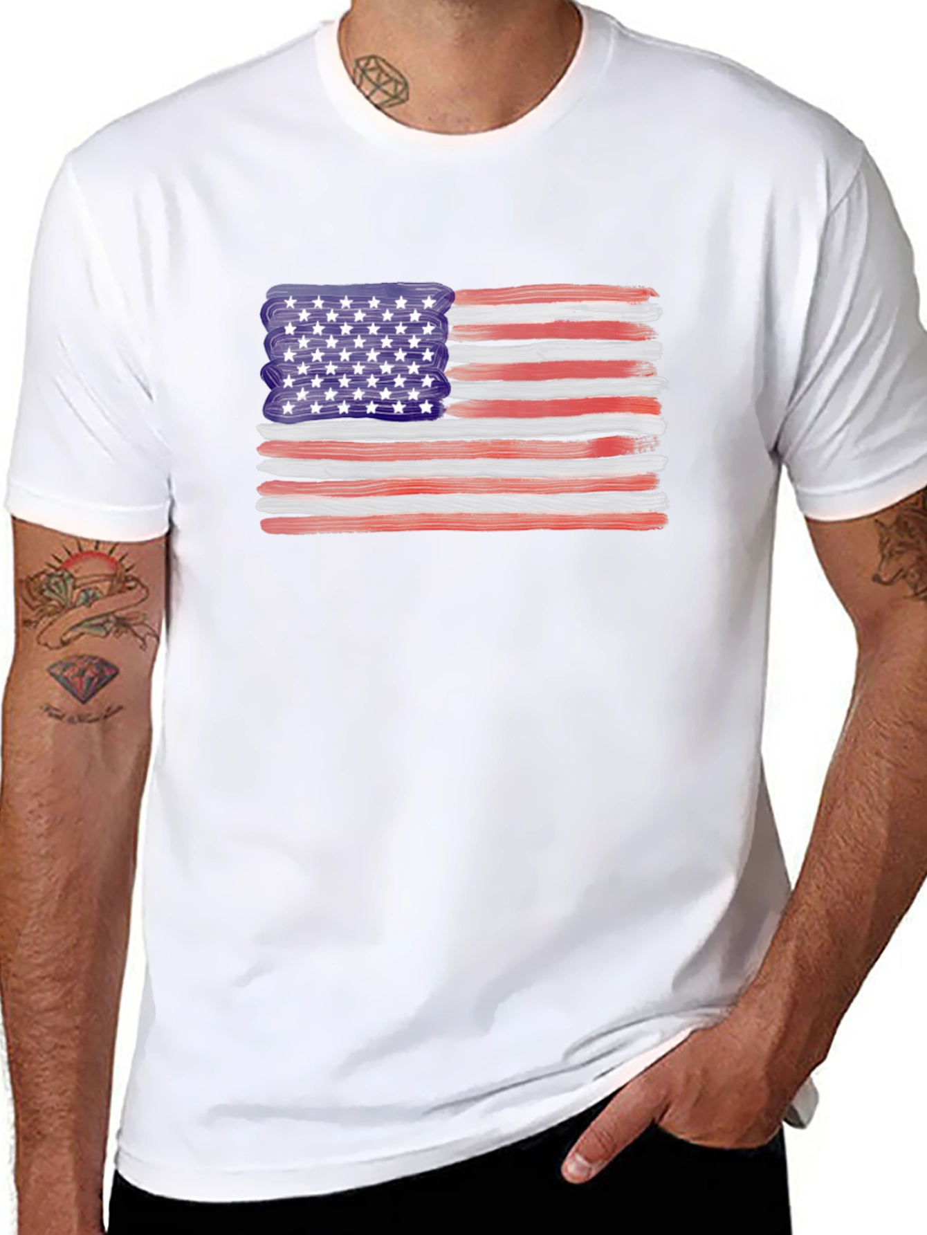 American Flag Brush Stroke Tee