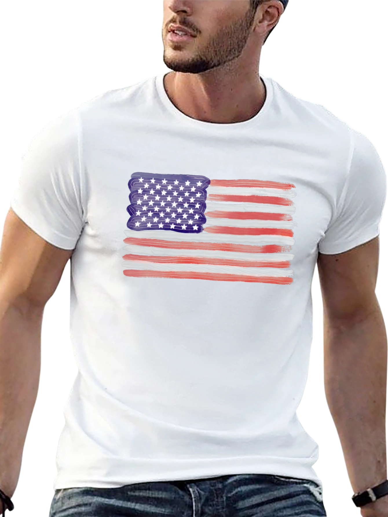 American Flag Brush Stroke Tee