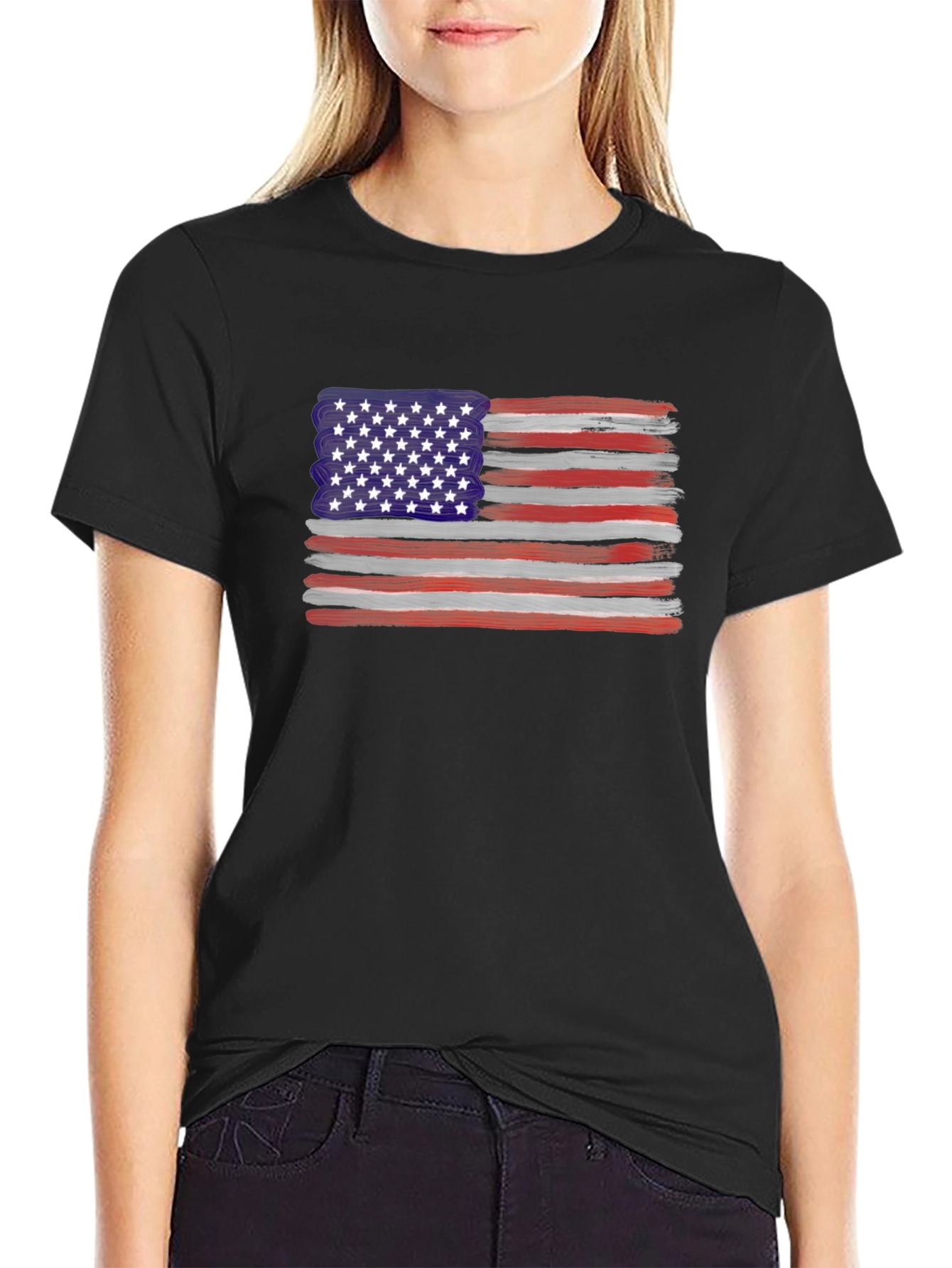 American Flag Brush Stroke Tee