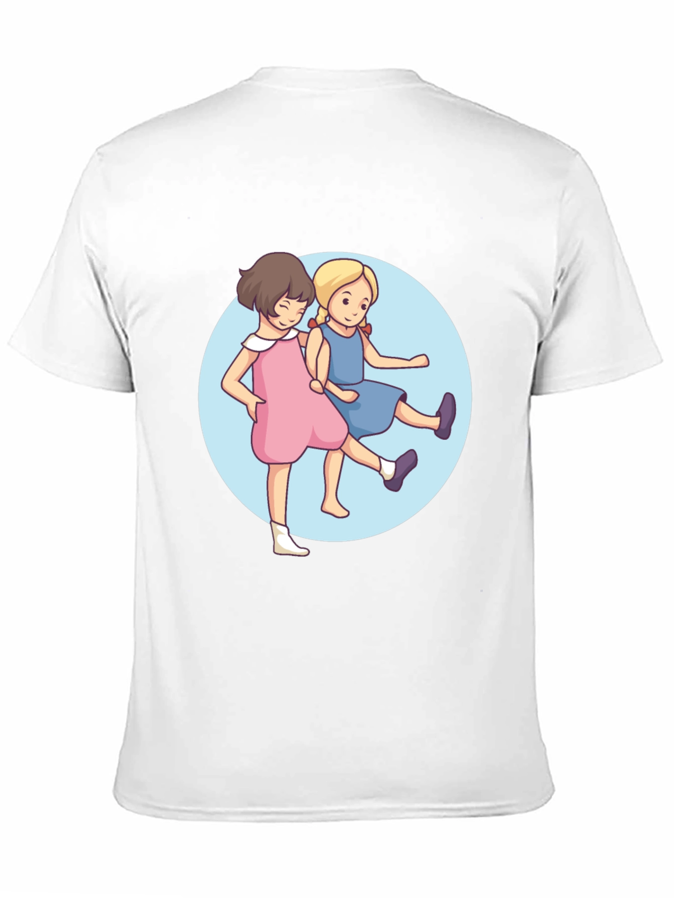 Cute Cartoon Twins Black T-Shirt