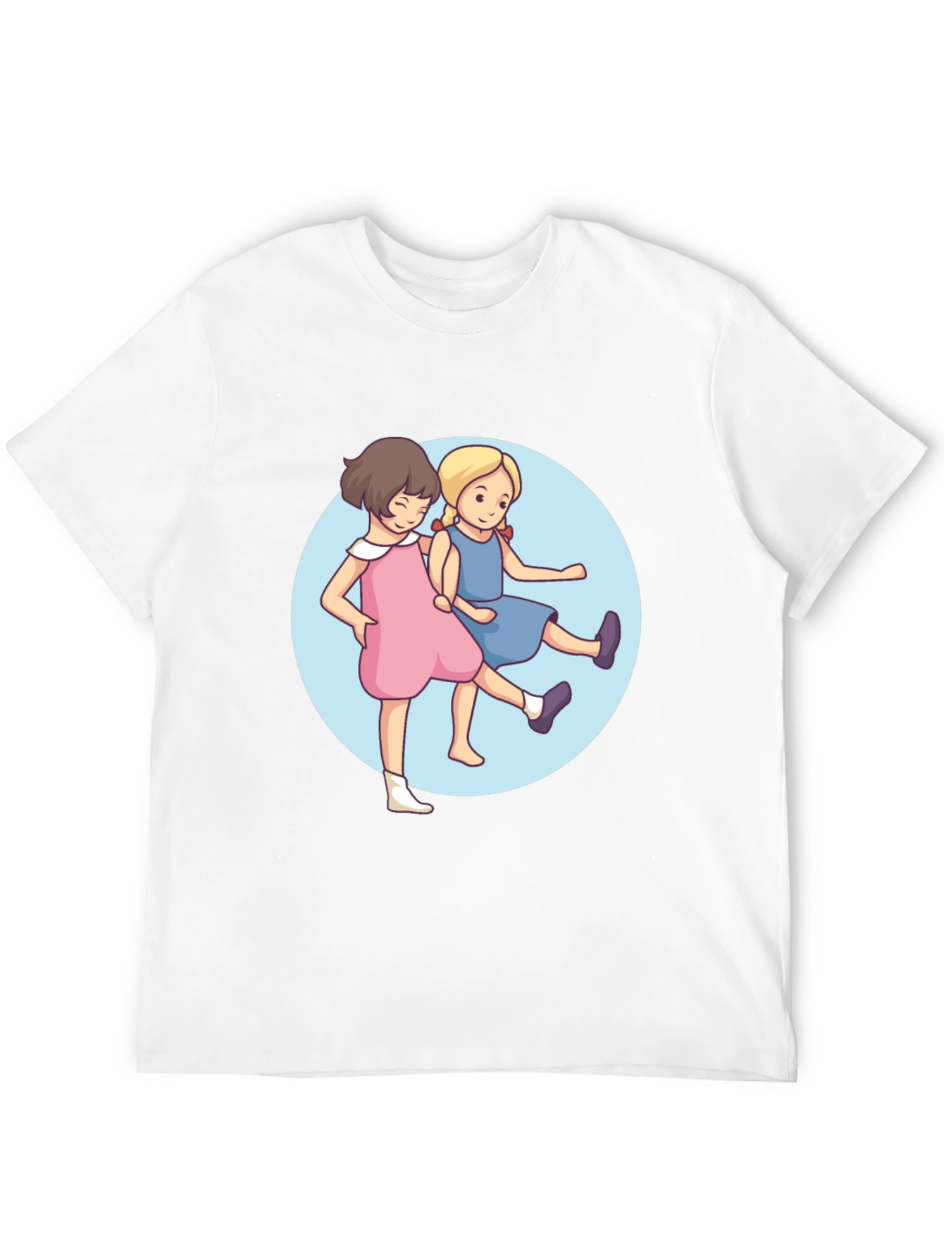 Cute Cartoon Twins Black T-Shirt