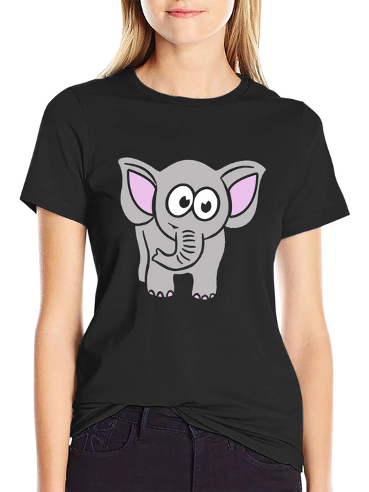 Cute Cartoon Elephant Graphic T-Shirt