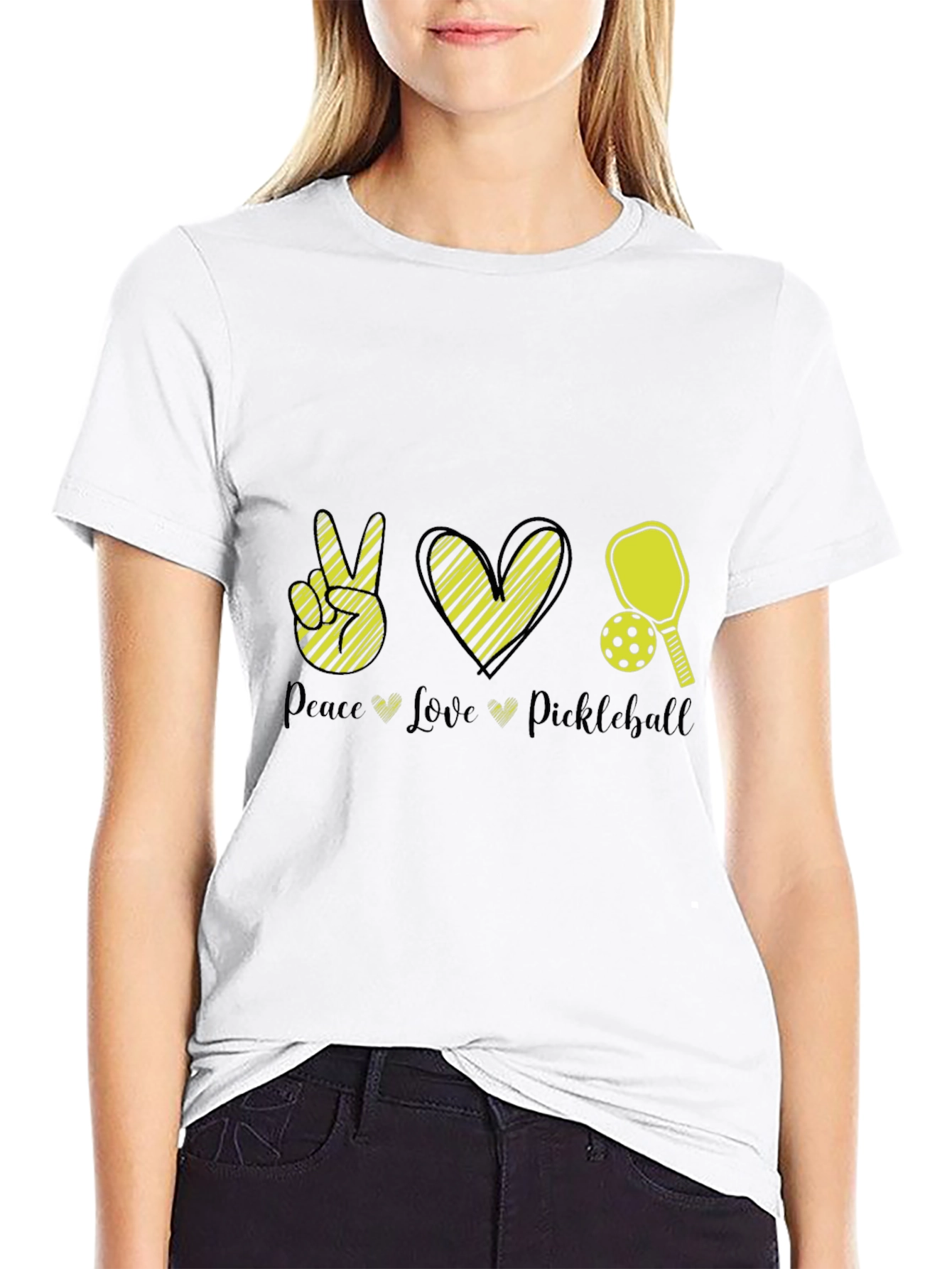 Peace Love Pickleball Black T-Shirt
