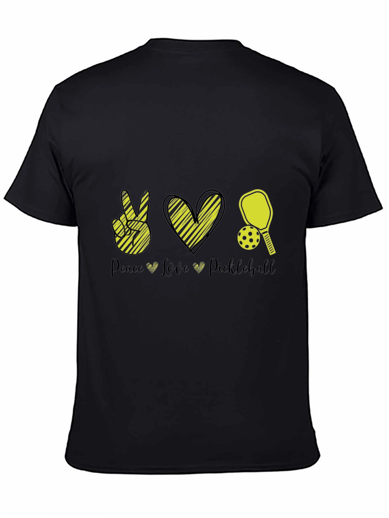 Peace Love Pickleball Black T-Shirt