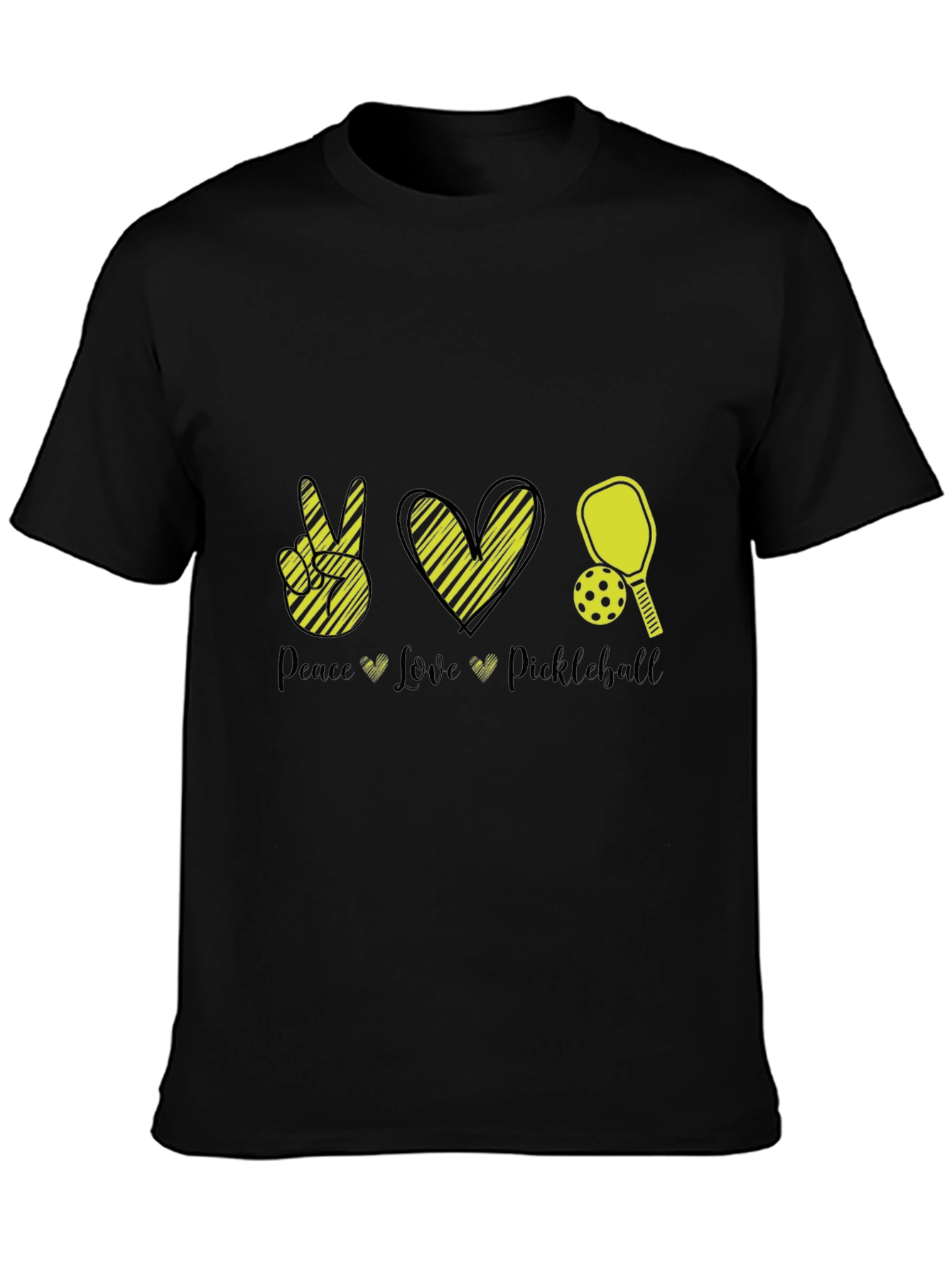Peace Love Pickleball Black T-Shirt