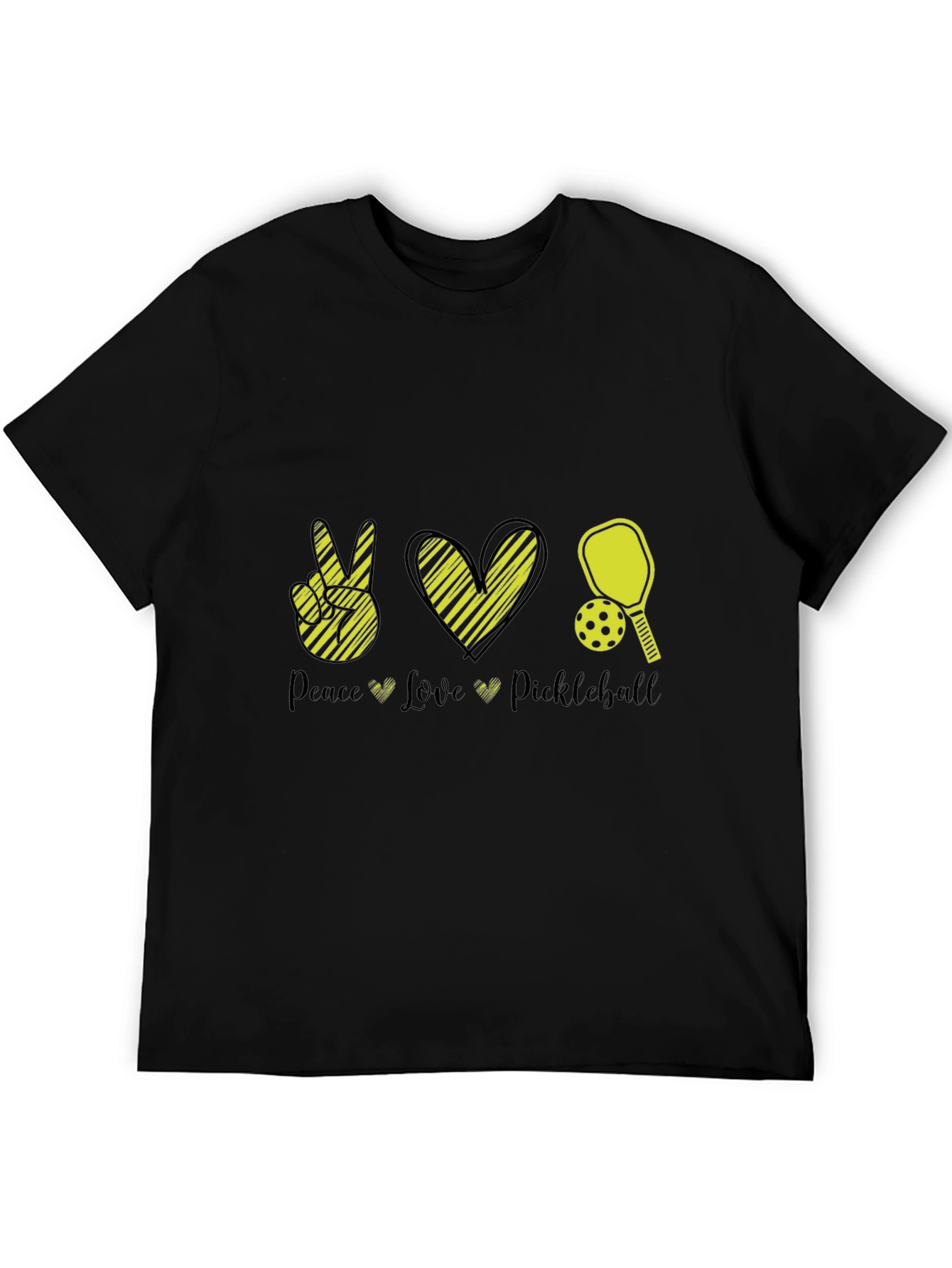 Peace Love Pickleball Black T-Shirt