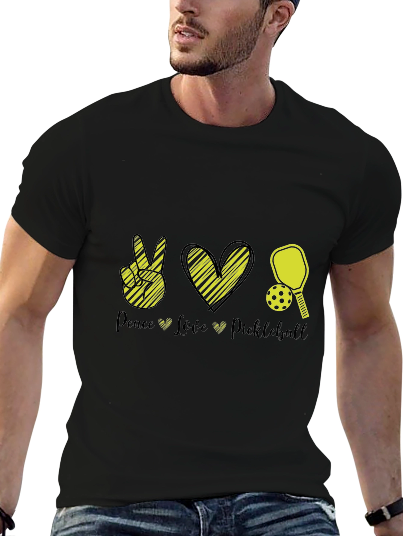 Peace Love Pickleball Black T-Shirt
