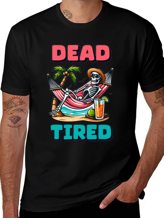 Dead Tired Skeleton Graphic T-Shirt